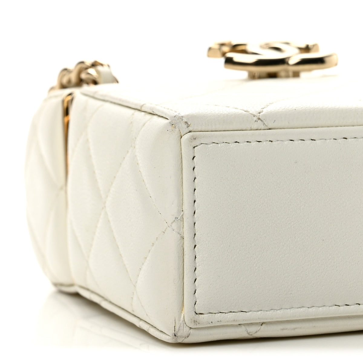Chanel Lambskin Quilted Small Box With Chain White 10 of 14