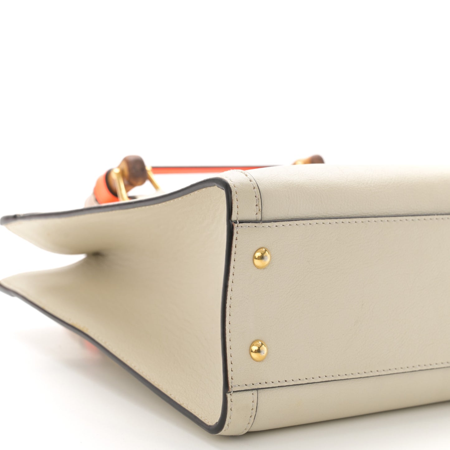 Wonka Grain Calfskin Small Diana Tote Bag Mystic White Orange Fluo