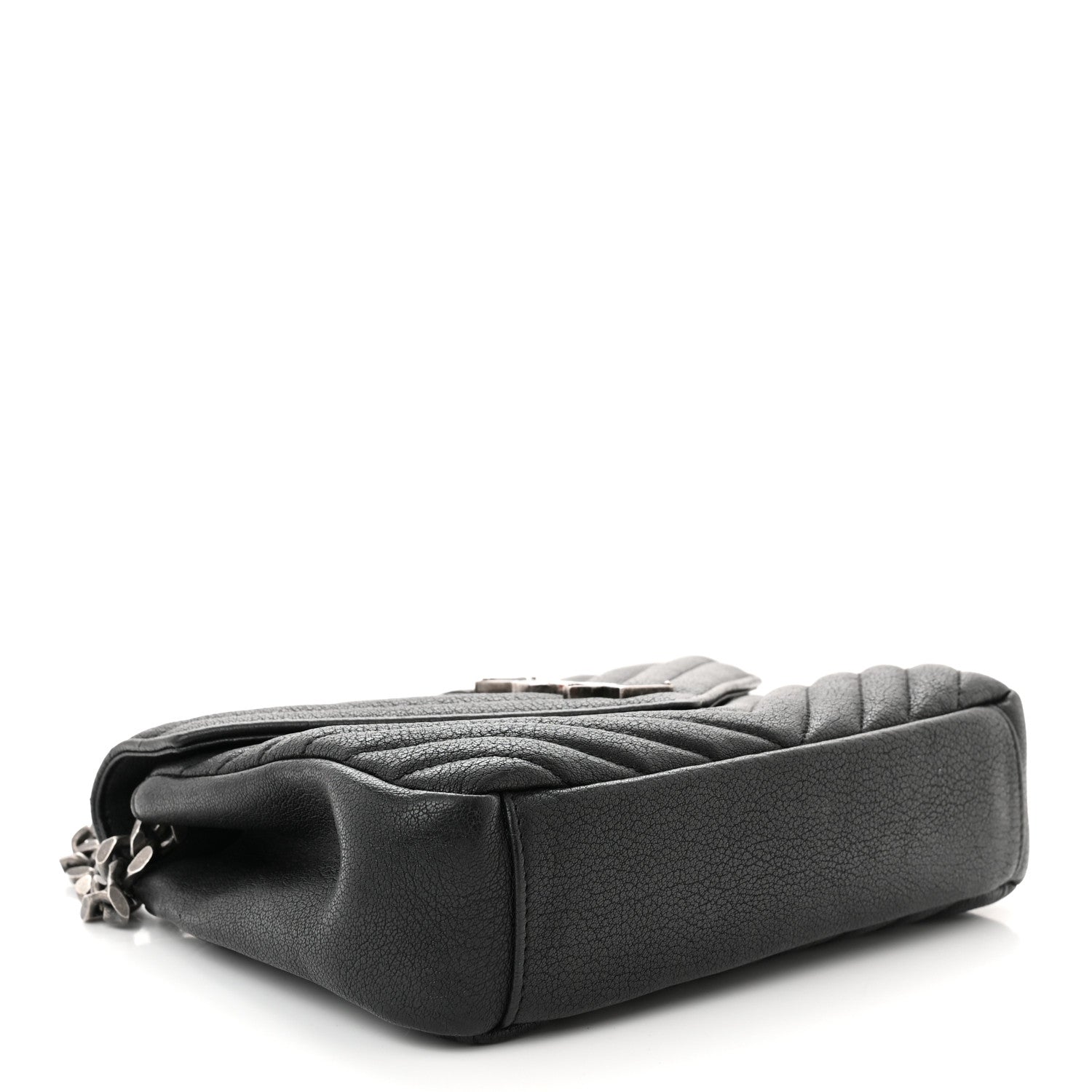 Saint Laurent Sheepskin Matelasse Chevron Monogram Medium College Bag Black 4 of 13