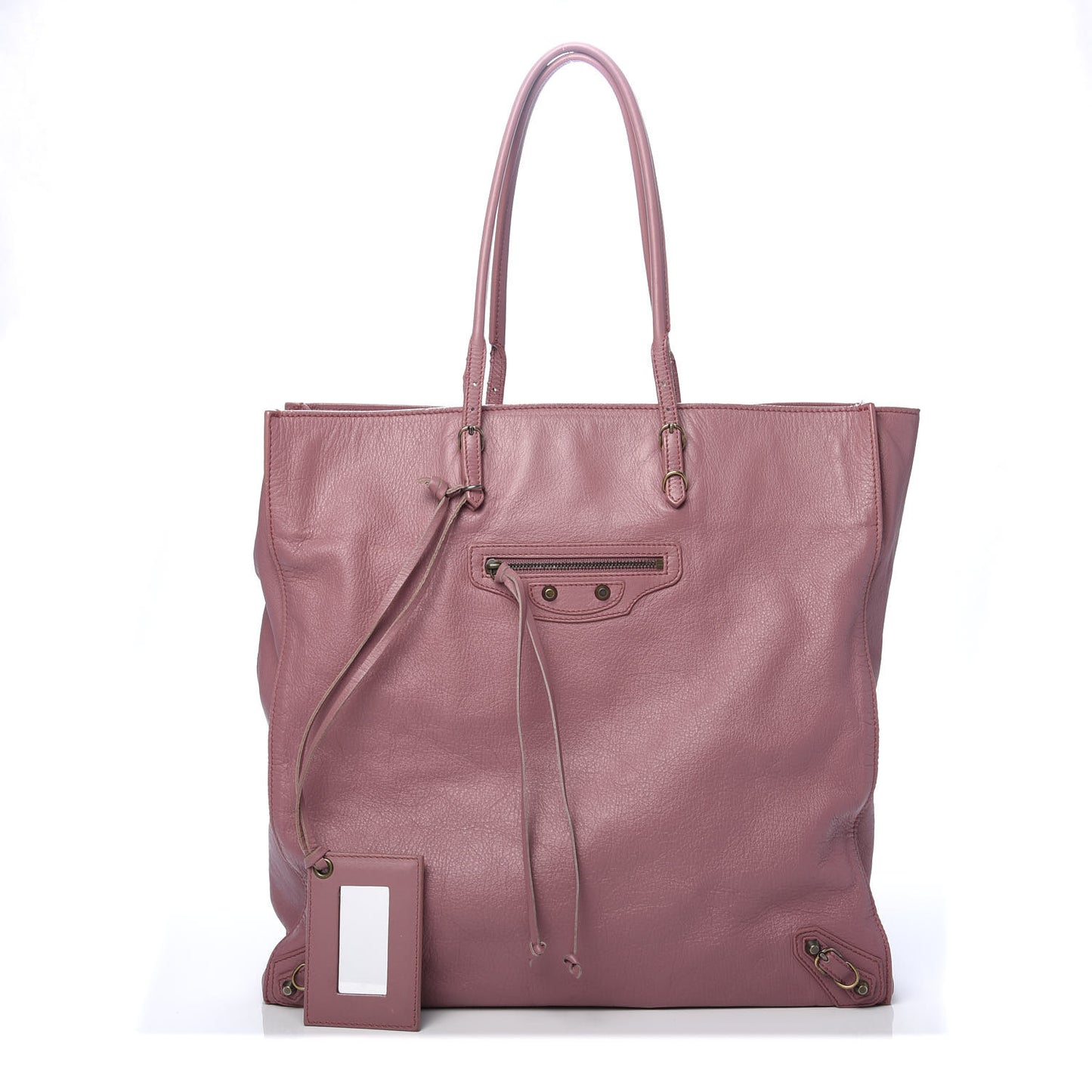 Calfskin Papier Ledger Tote Pink
