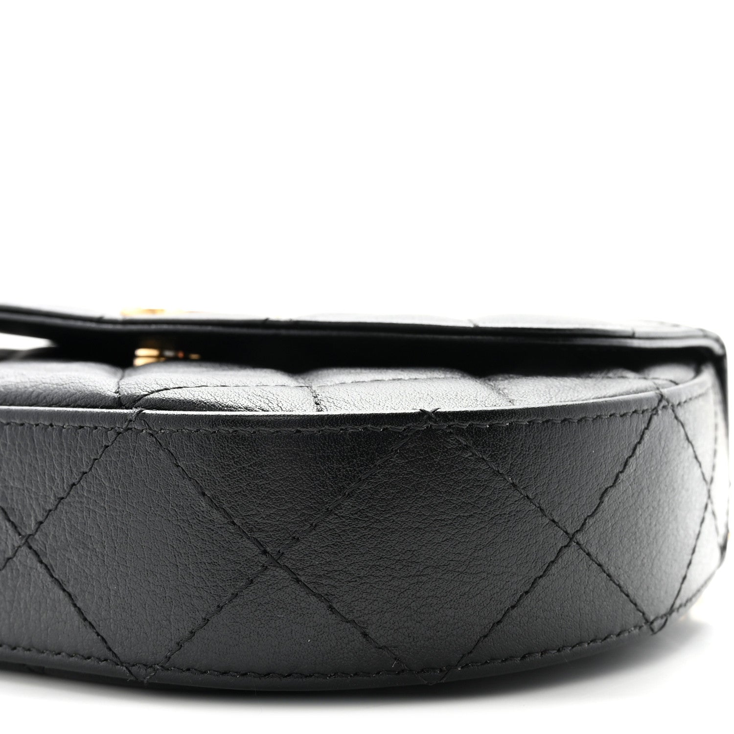 Chanel Shiny Aged Calfskin Quilted Top Handle Clutch With Chain Black 10 of 11
