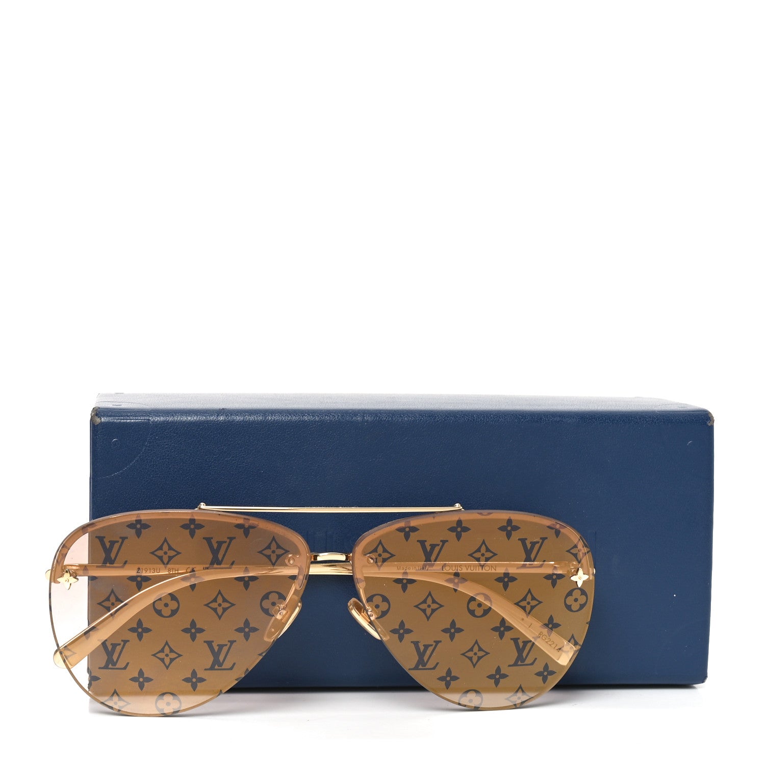 Louis Vuitton Metal Monogram LV Pilot Light Sunglasses Z1913U Gold Gradiant Brown 8 of 8