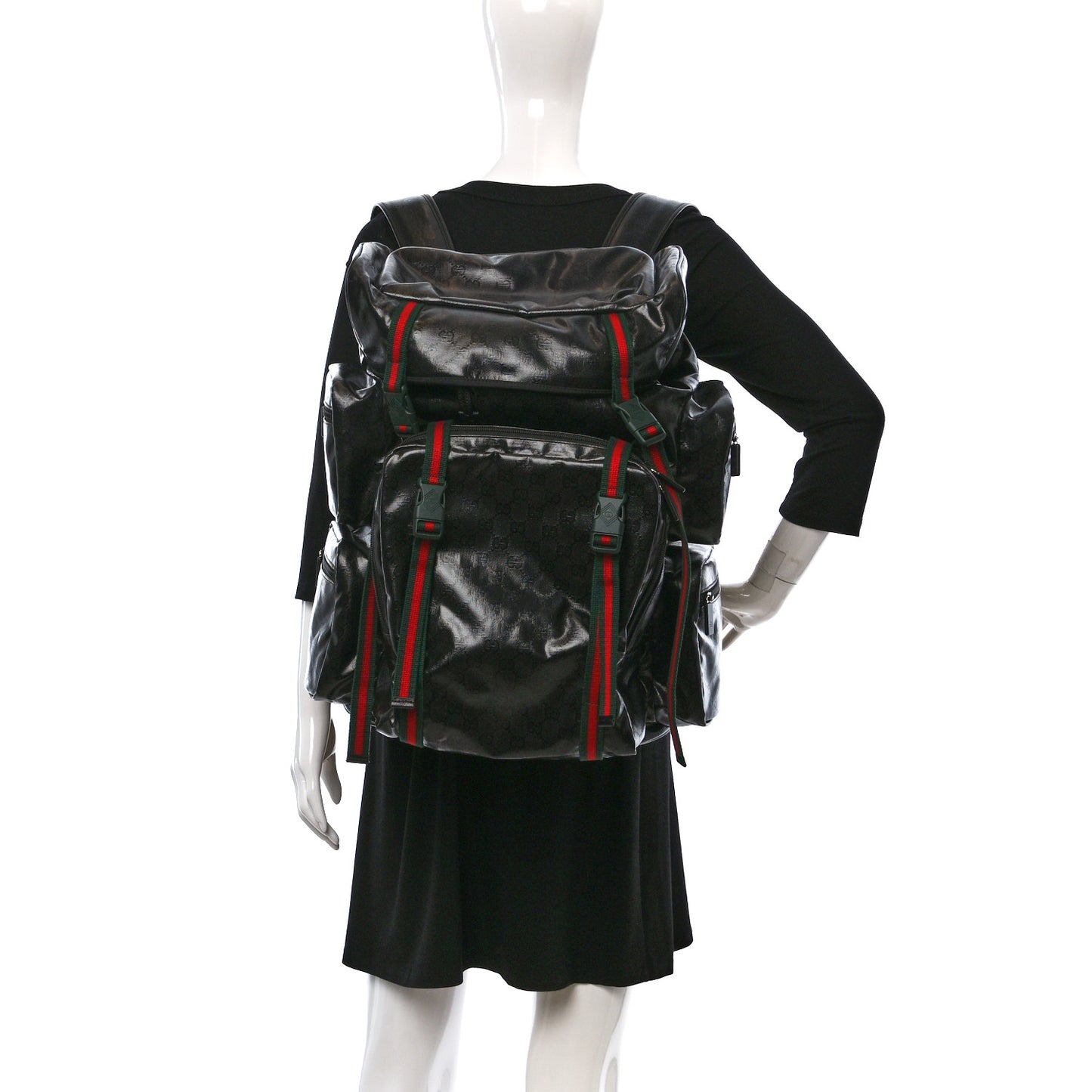 GG Crystal Monogram Web Backpack Black