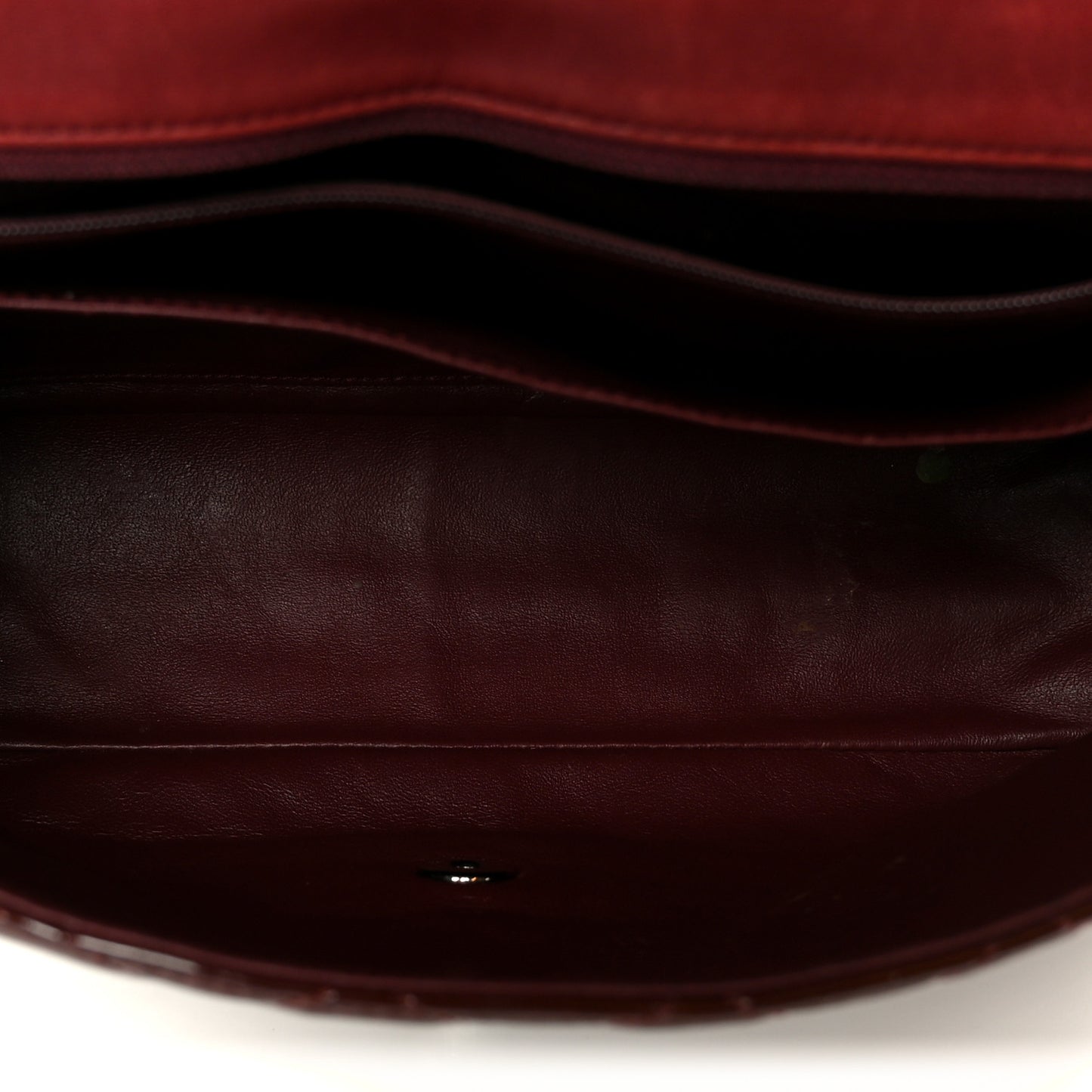 Crinkled Patent Quilted Jumbo Single Flap Burgundy