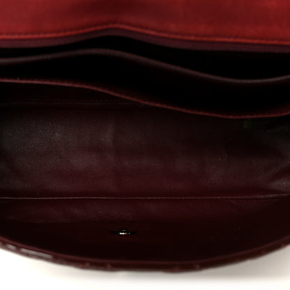 Chanel Crinkled Patent Quilted Jumbo Single Flap Burgundy 5 of 11