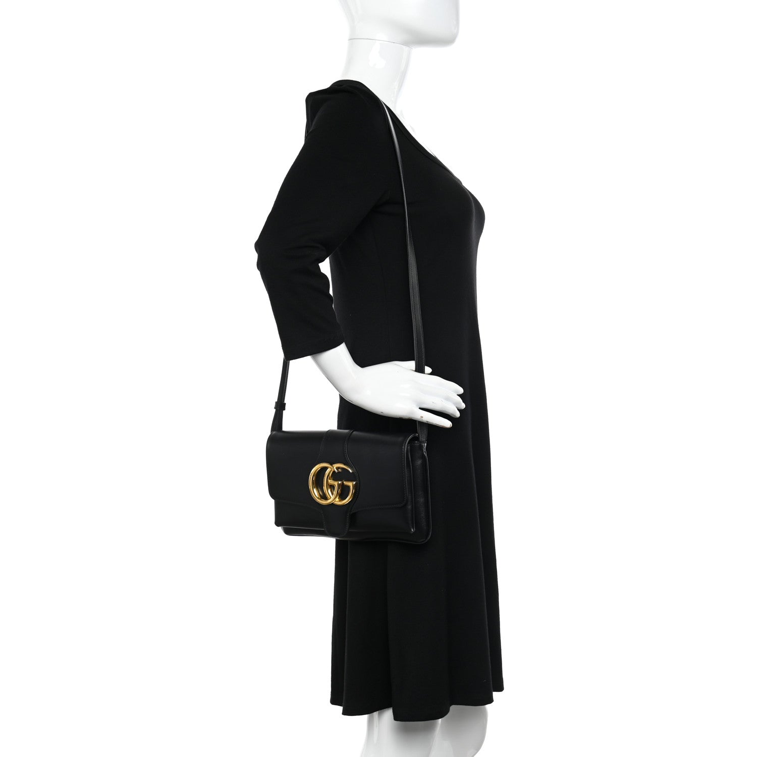 Gucci Vitello Palmellato Lux Small Arli Flap Shoulder Bag Black 2 of 10