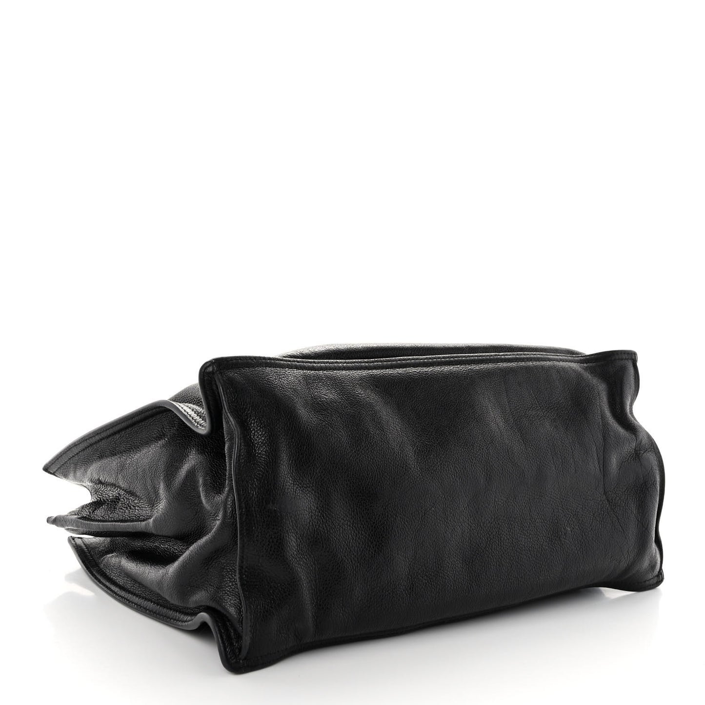 Glace Calfskin Etiquette Shopping Bag Black Astrale
