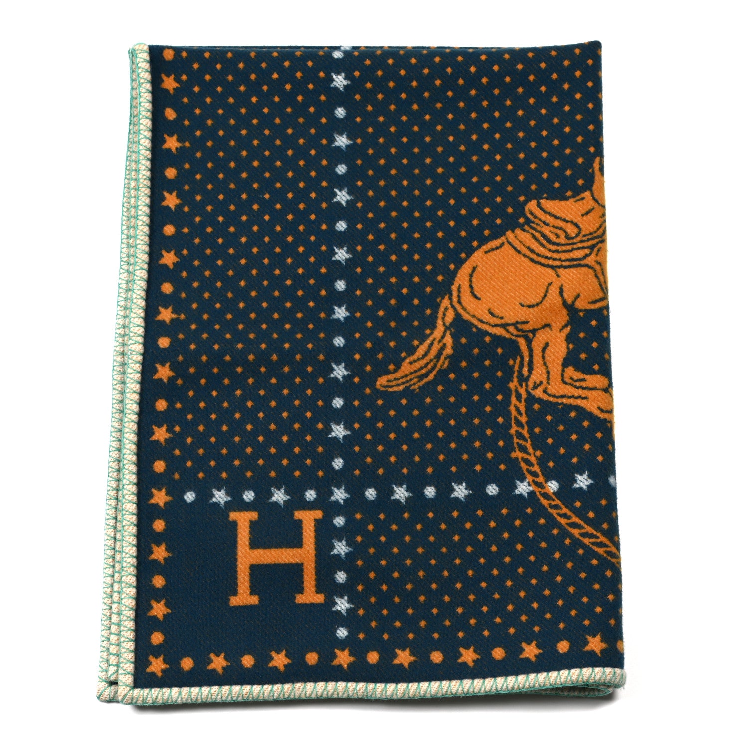 Hermes Wool Cashmere Western And Company Blanket Indigo 1 of 3