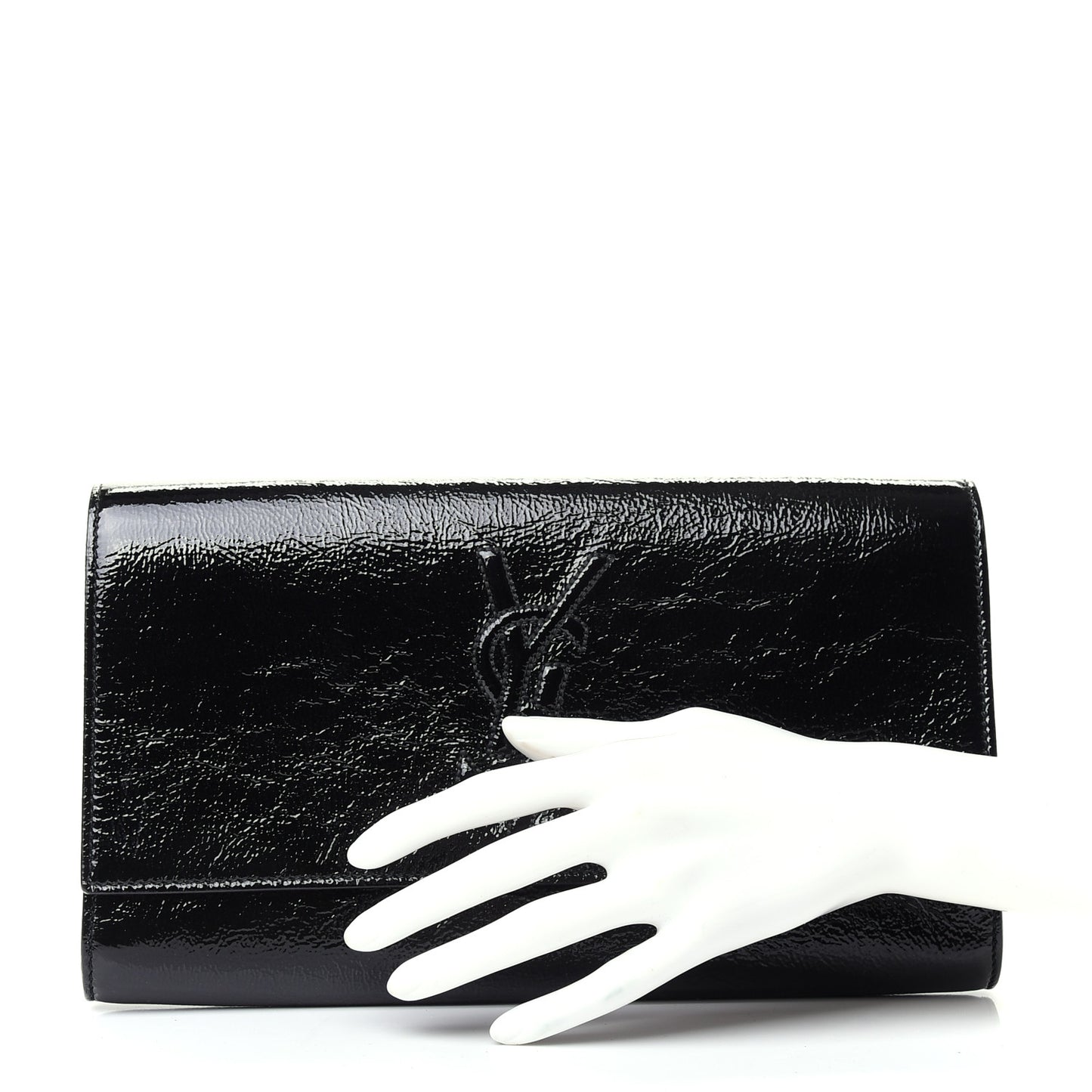 Textured Patent Monogram Large Belle De Jour Clutch Black