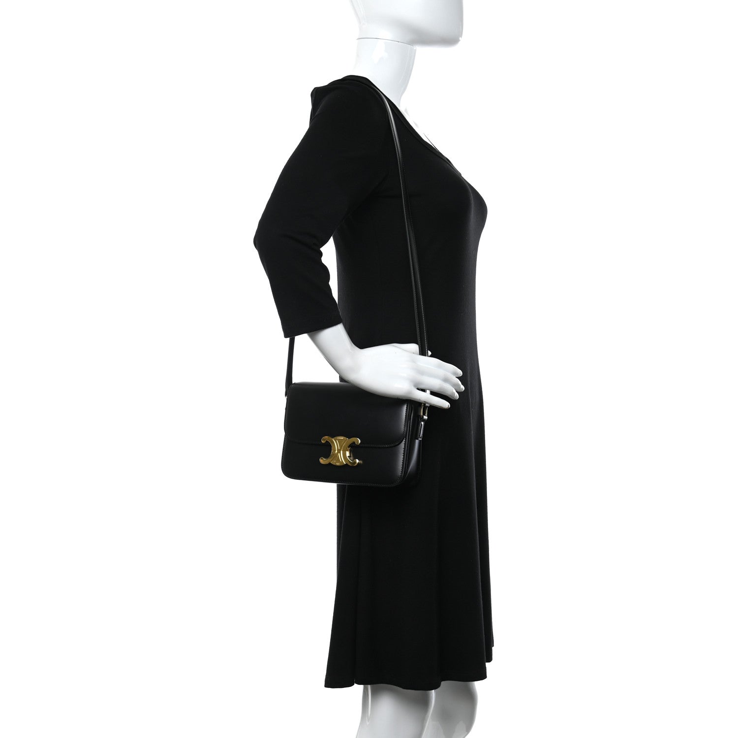 Celine Shiny Calfskin Teen Triomphe Black 2 of 13