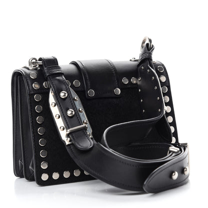 Prada Calf Hair City Calfskin Studded Cahier Bag Black 3 of 12