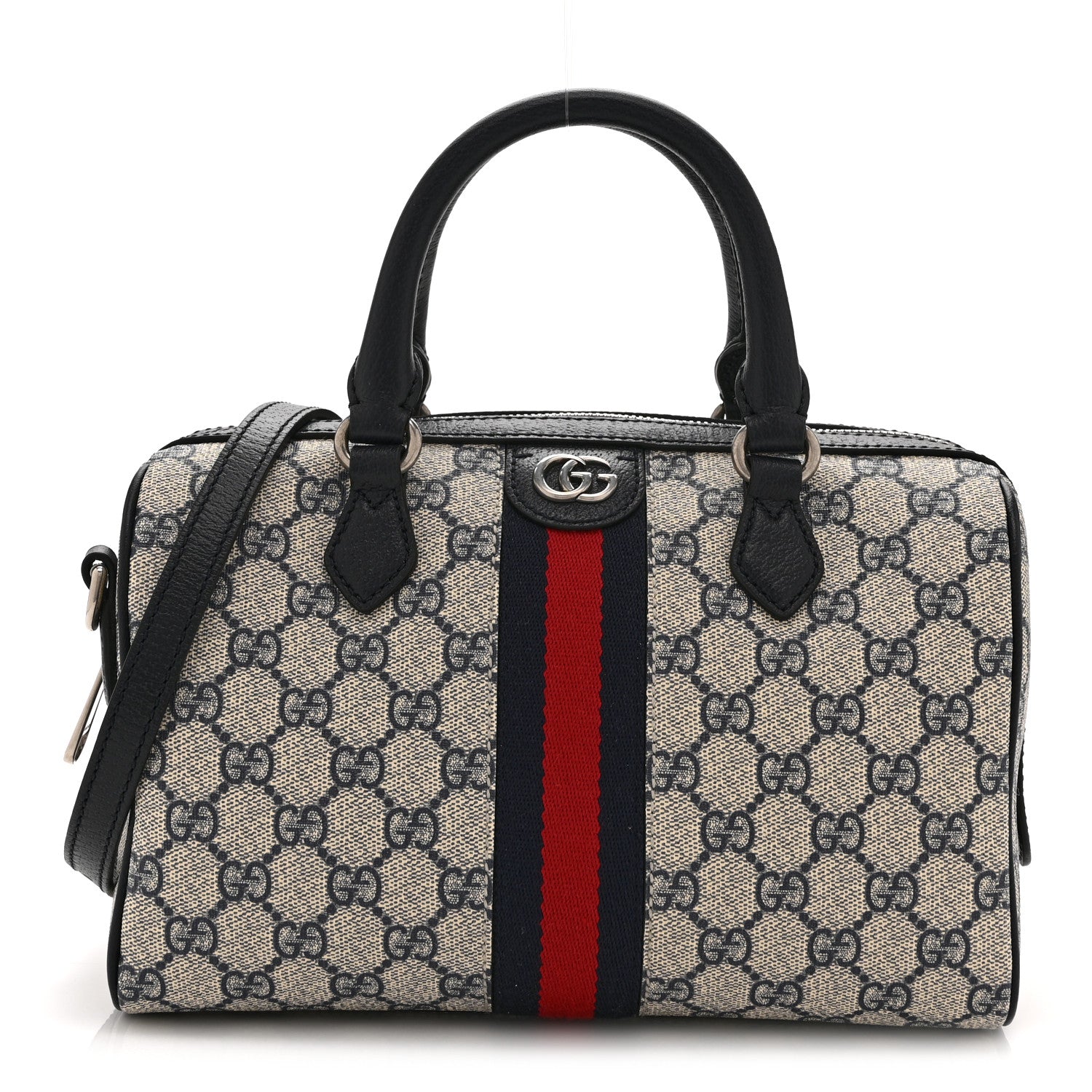 Gucci GG Supreme Monogram Web Small Ophidia Top Handle Bag Beige Blue 1 of 11