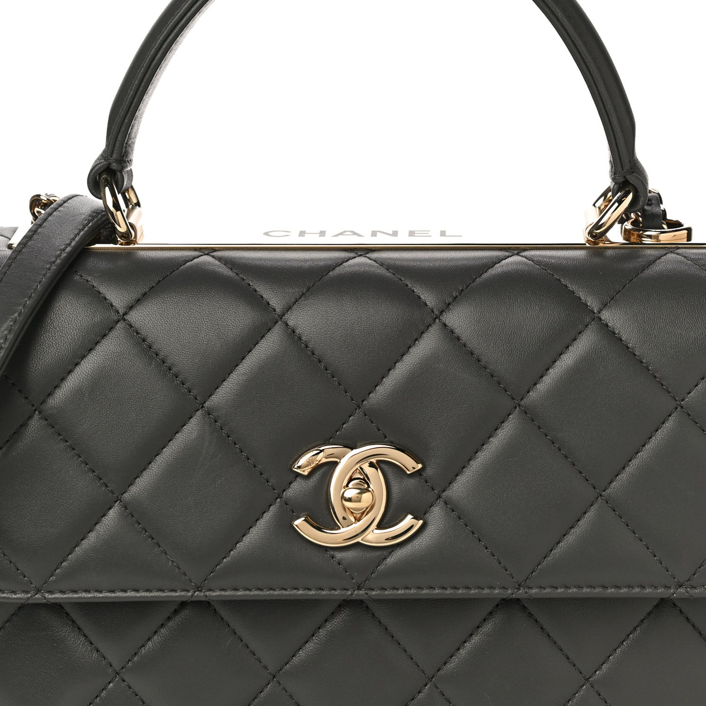Lambskin Quilted Small Trendy CC Dual Handle Flap Bag Dark Grey