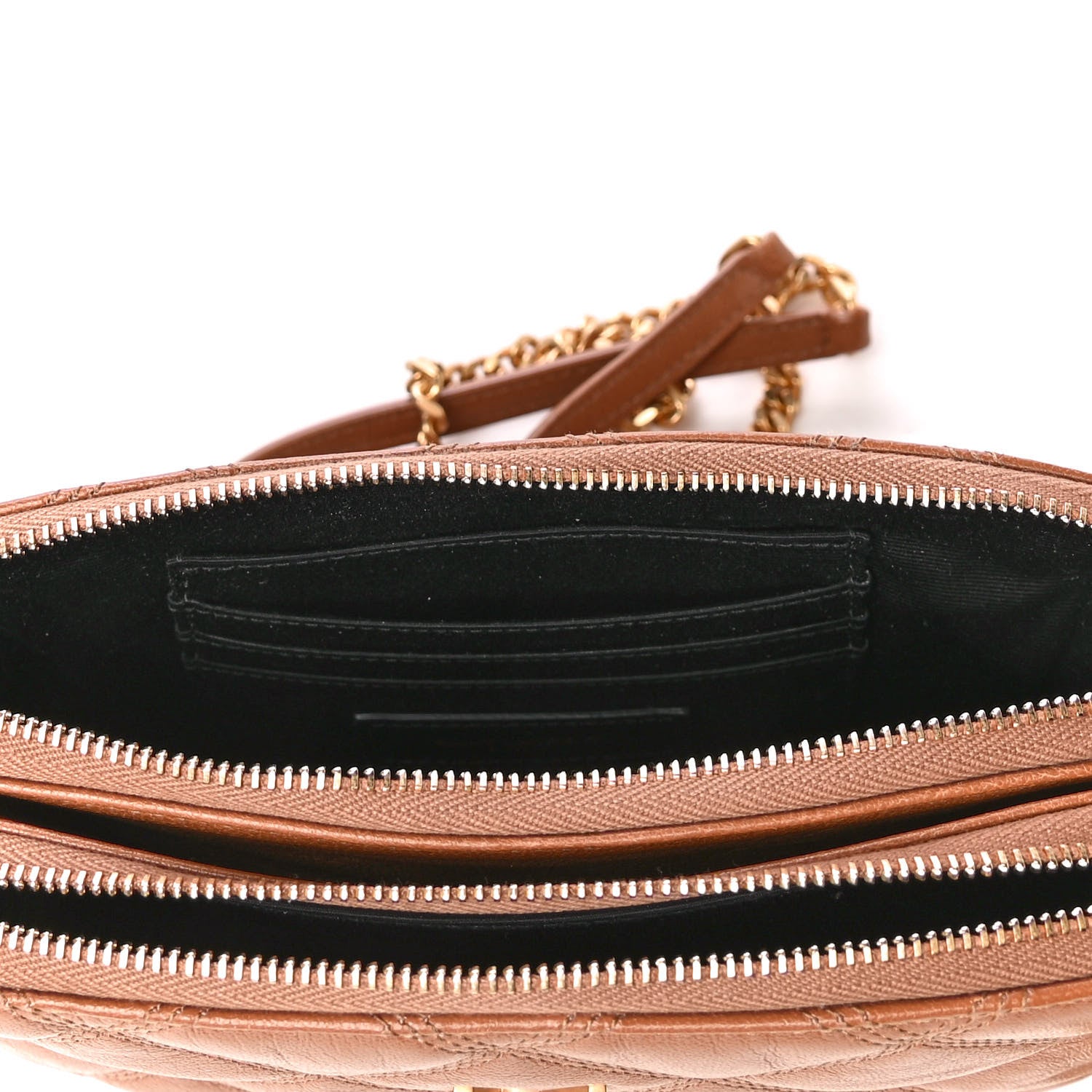 Saint Laurent Grained Lambskin Quilted Mini Becky Double Zip Bag Naturel Dark 4 of 4