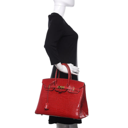 Hermes Shiny Porosus Crocodile Birkin 35 Braise 2 of 31