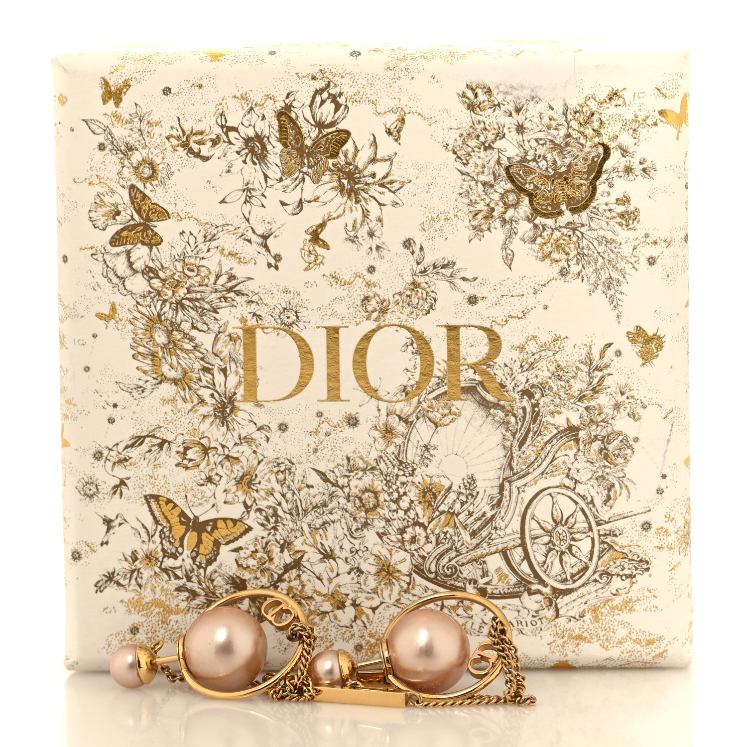 Christian Dior Pearl Tribales Dangle Chain Earrings Pink Gold 5 of 5
