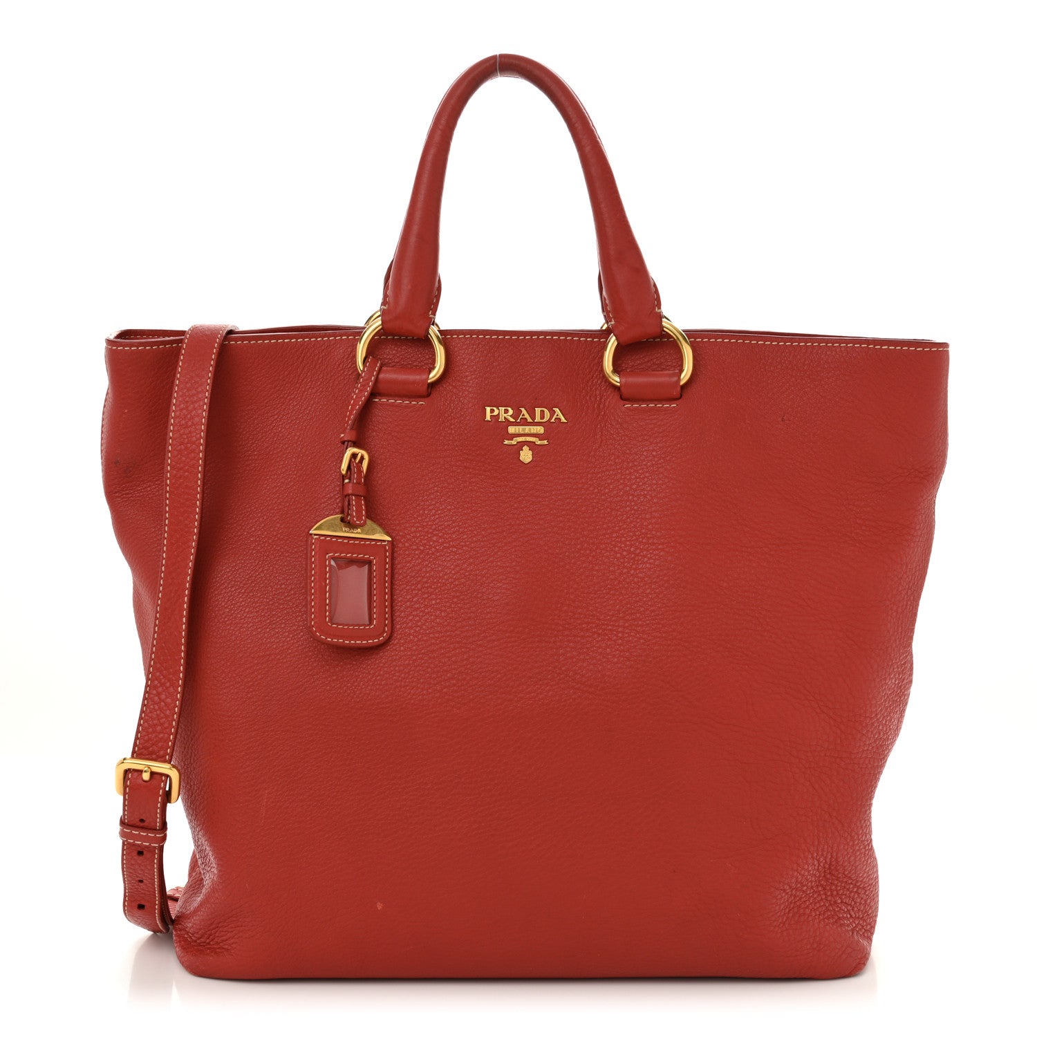 Prada Vitello Daino Tote Rosso 1 of 15