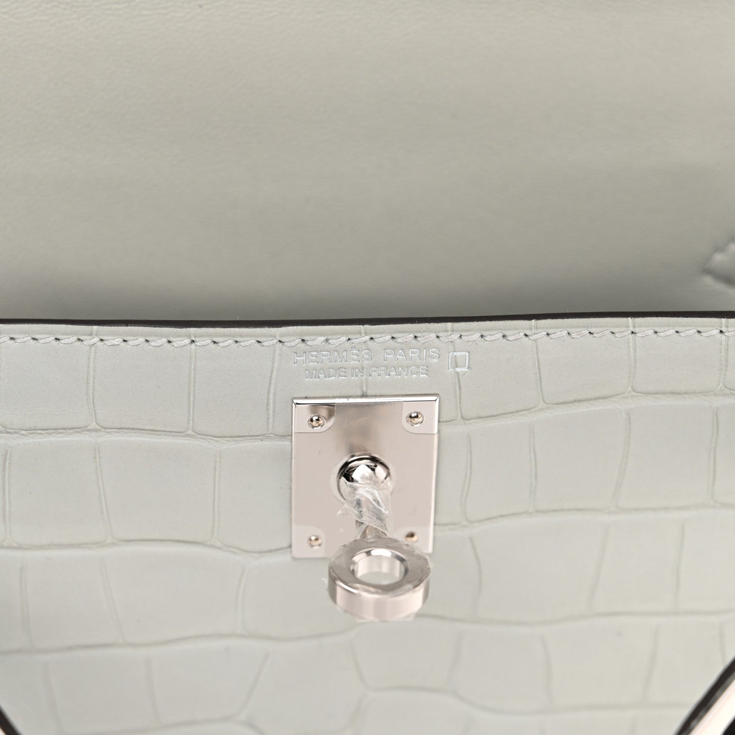 Matte Alligator Mini Kelly Sellier 20 Gris Neve