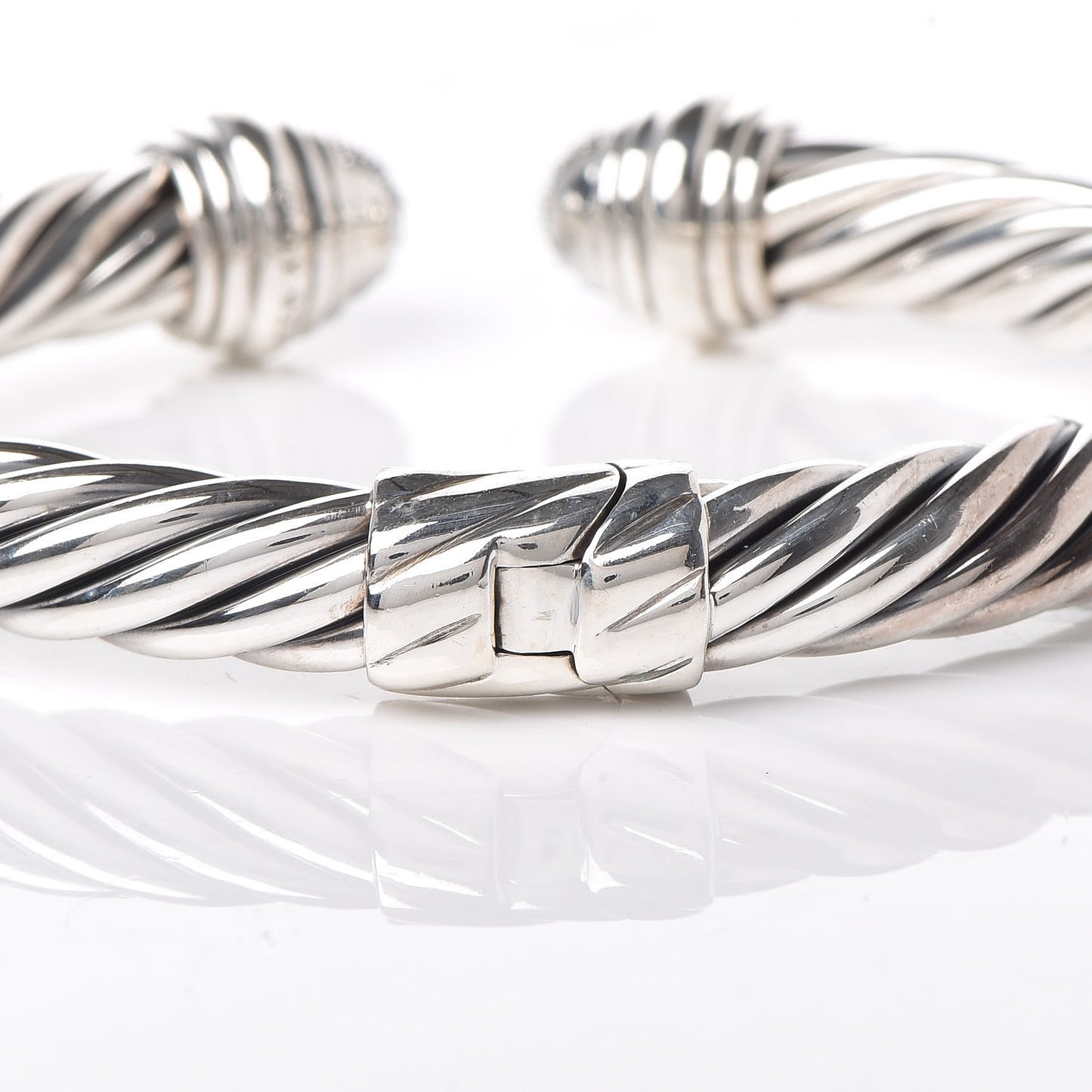 Sterling Silver Diamond 8.5mm Cable Classics Bracelet