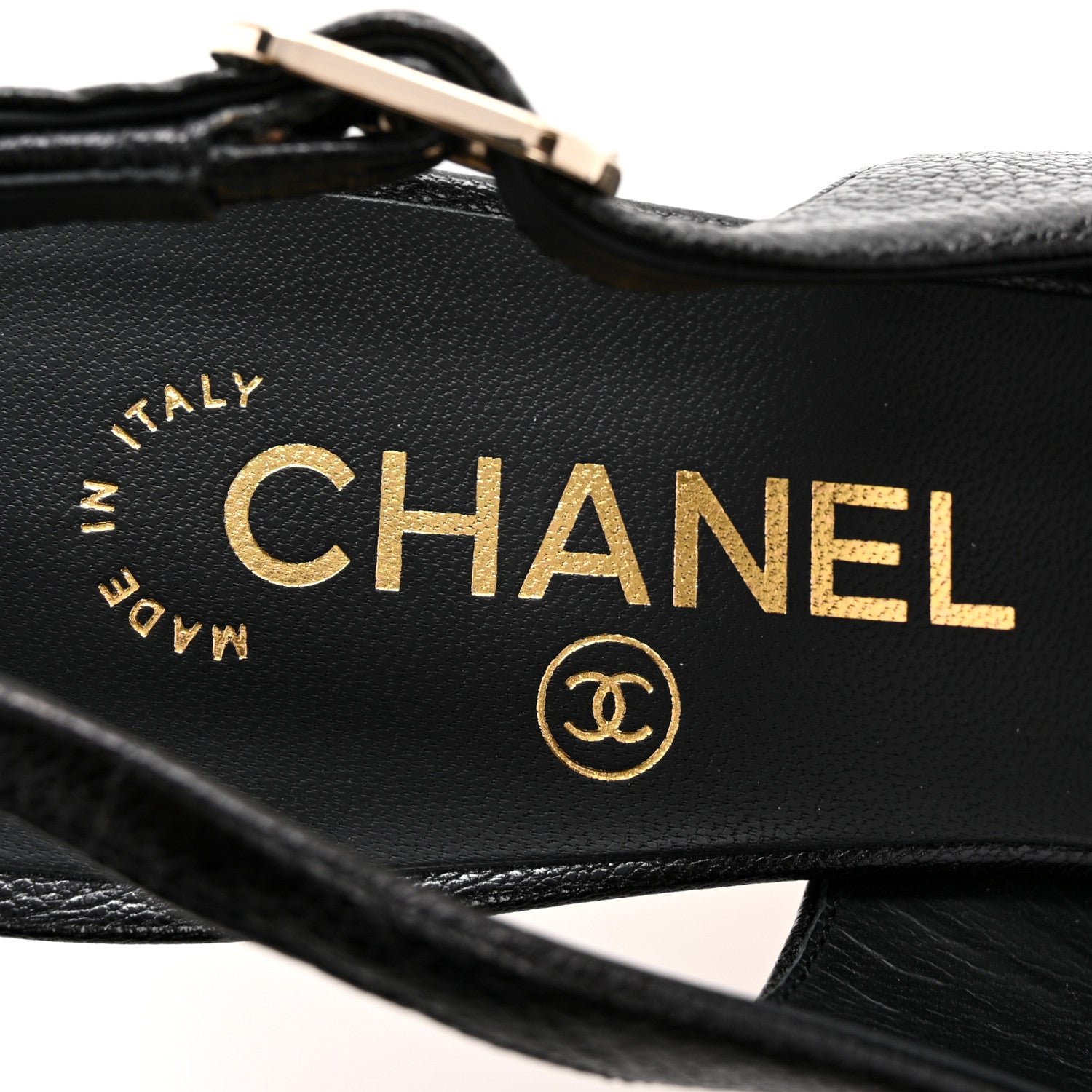 Chanel Goatskin Cap Toe CC Slingback Pumps 37 Black 9 of 12