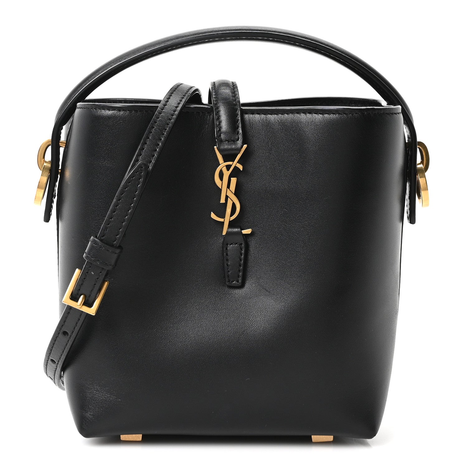 Saint Laurent Shiny Calfskin Le 37 Mini Bucket Bag Black 1 of 8