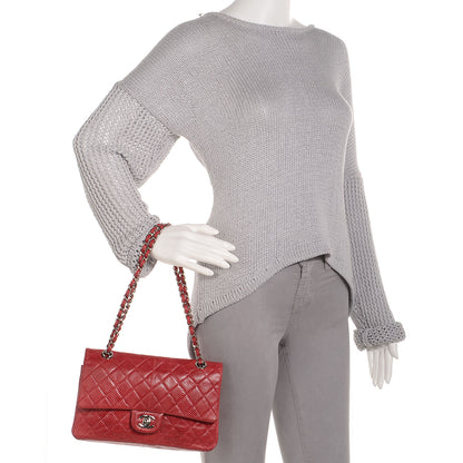 Chanel Lizard Quilted Medium Double Flap Red 2 of 9