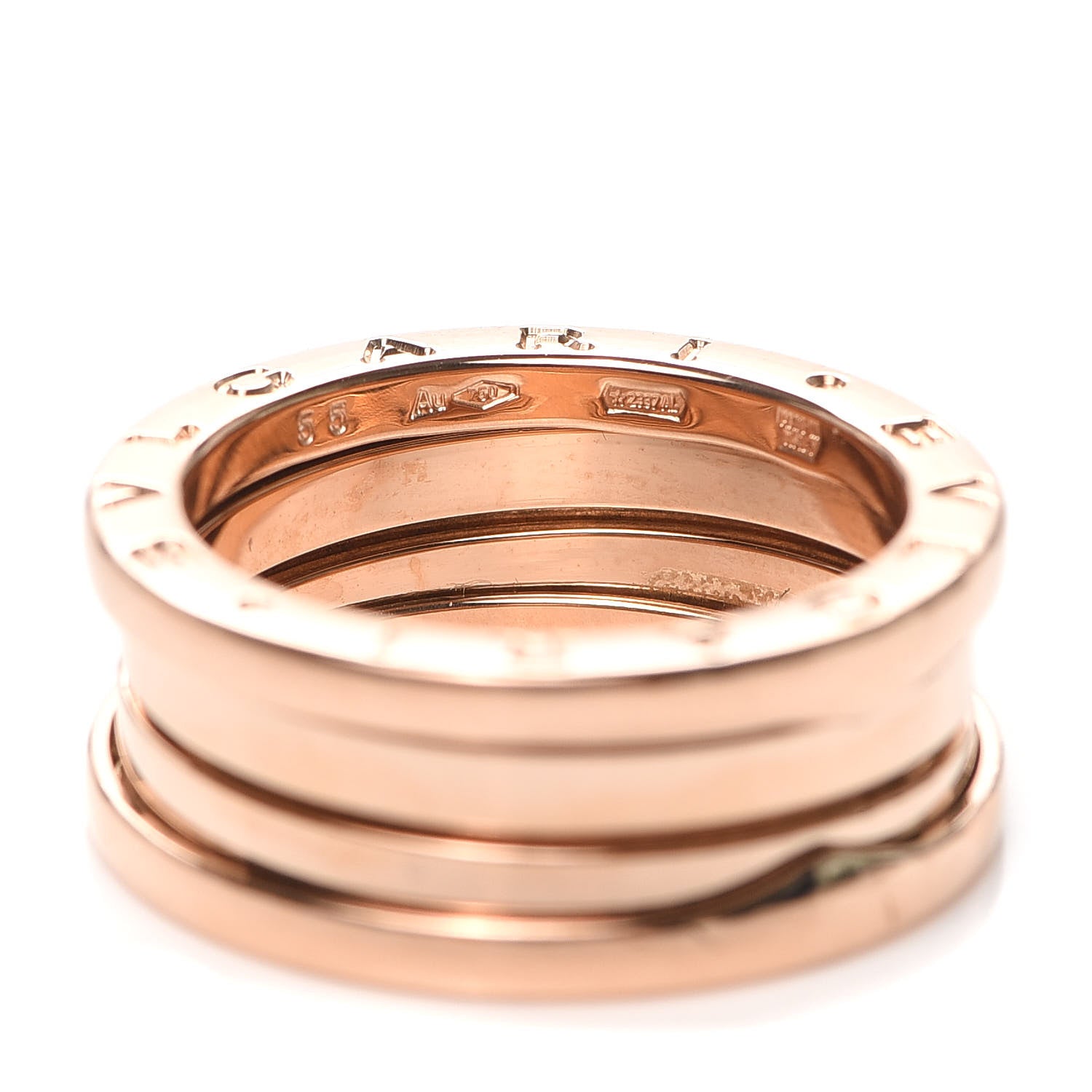 Bulgari 18K Rose Gold B.Zero1 Three-Band Ring 55 7.25 6 of 7