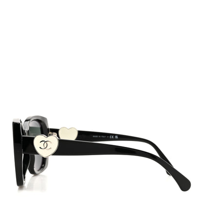Chanel Acetate Square CC Heart Sunglasses 5519 Black 3 of 8