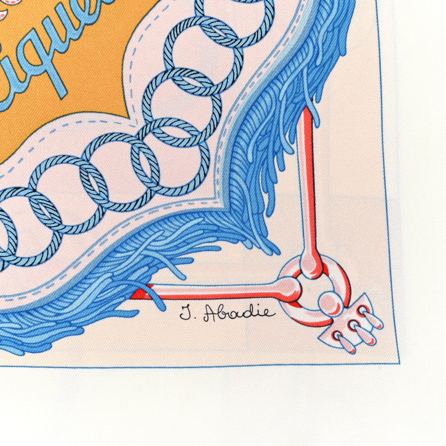 Silk Cliquetis Scarf 90 White Rose Poudre Bleu