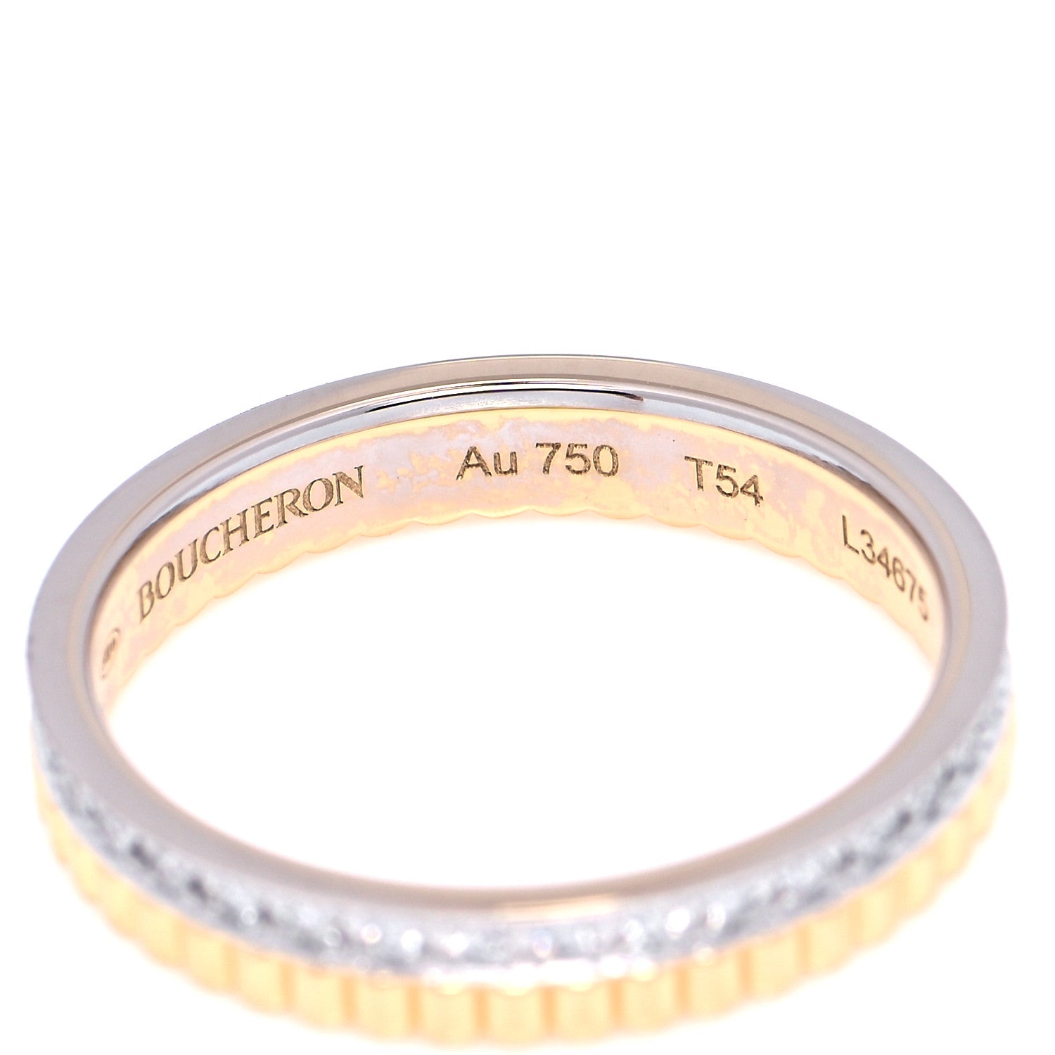 Boucheron 18K Yellow White Gold Diamond Quatre Radiant Wedding Band Ring 54 7 4 of 4