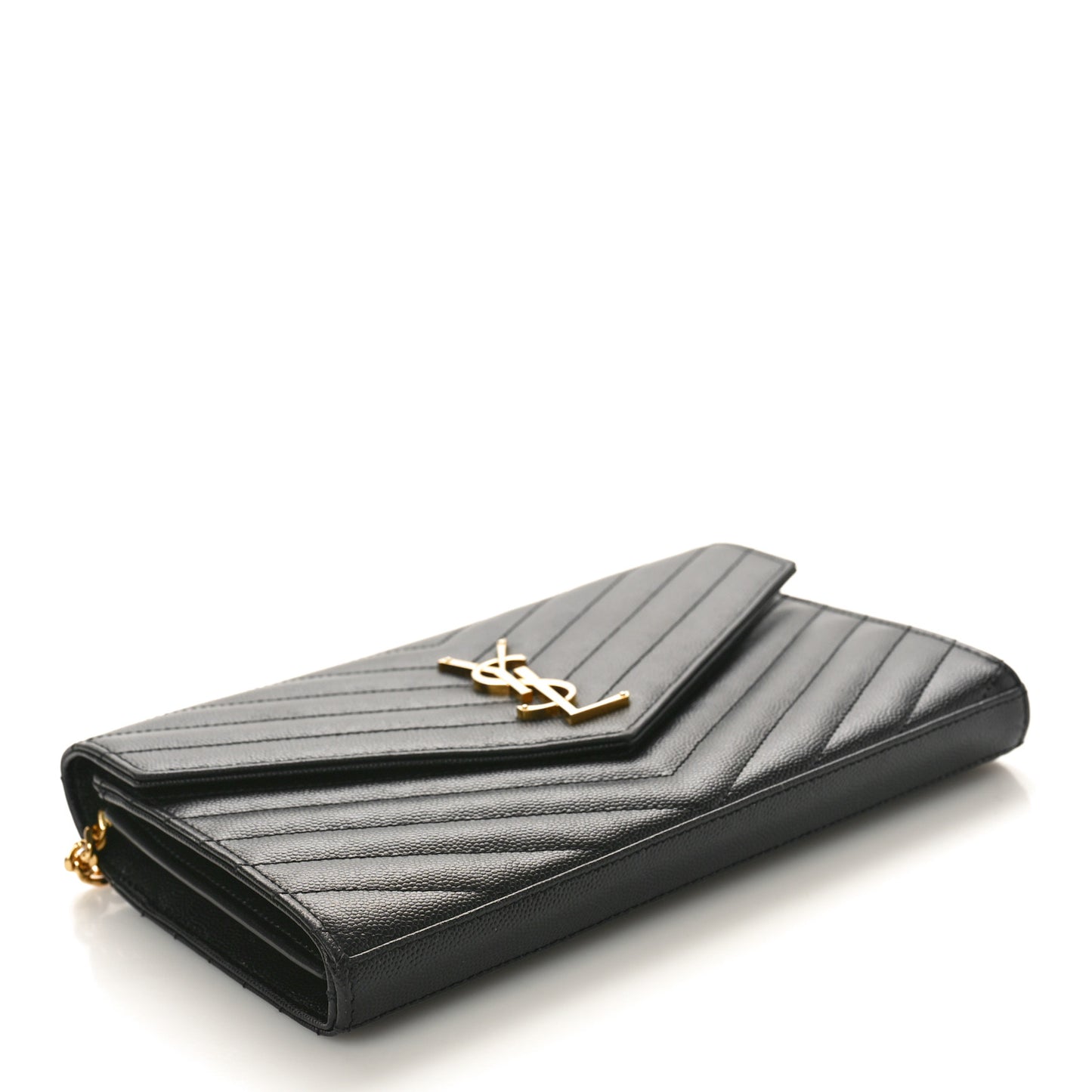 Grain De Poudre Matelasse Chevron Monogram Chain Wallet Black