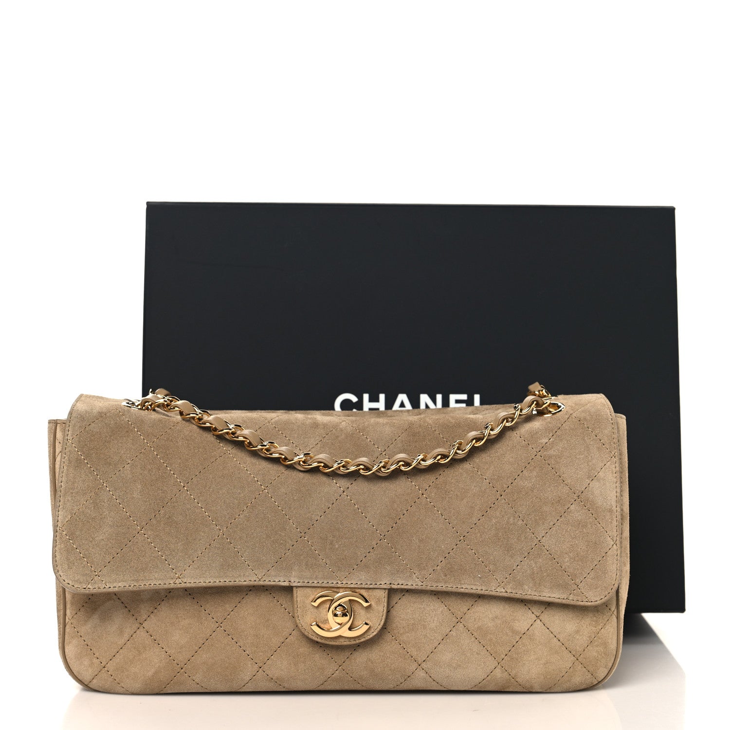 Chanel Suede Calfskin Small Souplissimo Maxi Flap Dark Beige 19 of 21