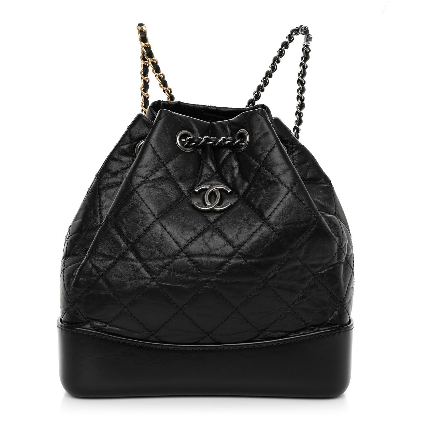 Aged Calfskin Quilted Small Gabrielle Backpack Black