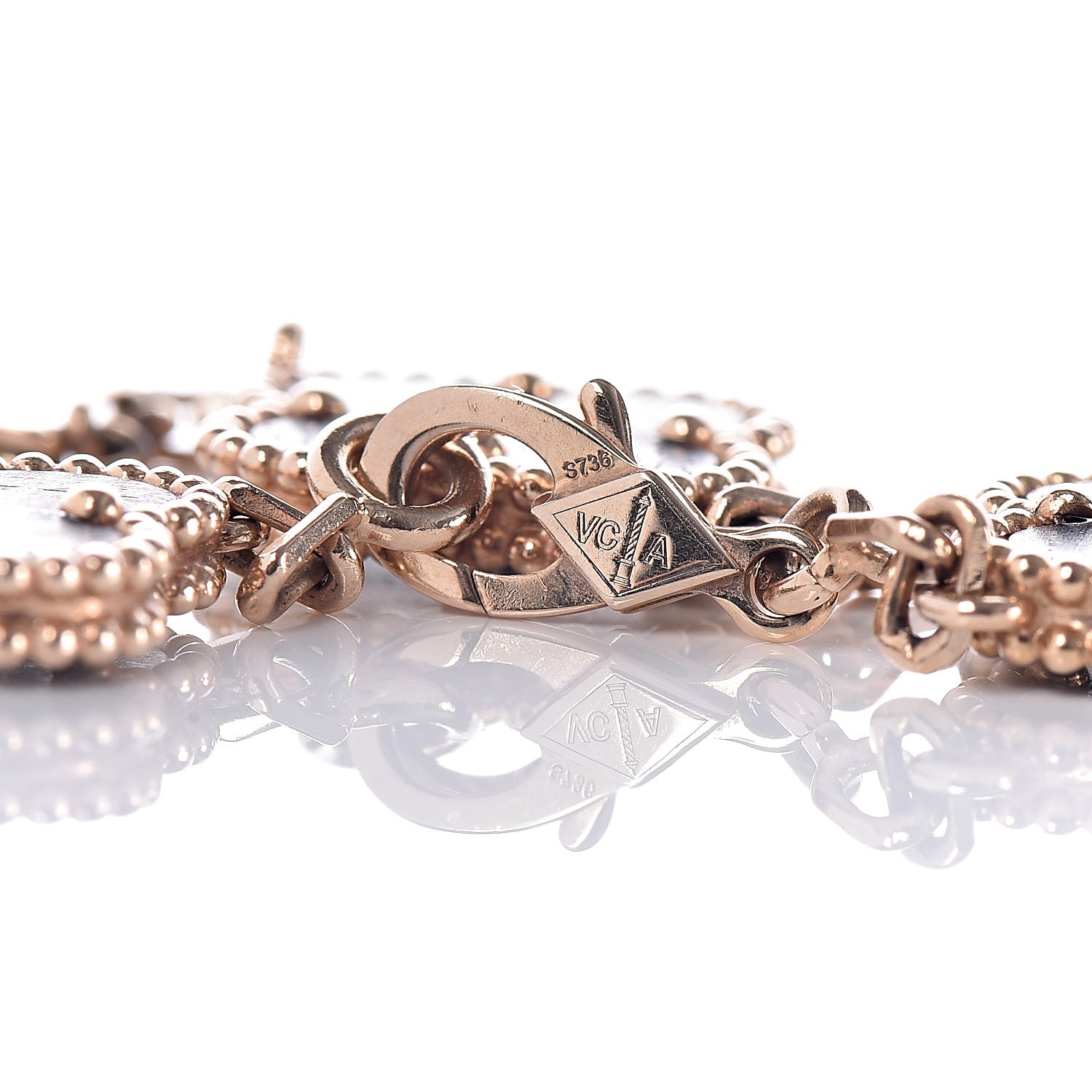 Van Cleef & Arpels 18K Rose Gold Letterwood 5 Motifs Vintage Alhambra Bracelet 4 of 7