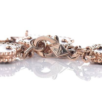 Van Cleef & Arpels 18K Rose Gold Letterwood 5 Motifs Vintage Alhambra Bracelet 4 of 7