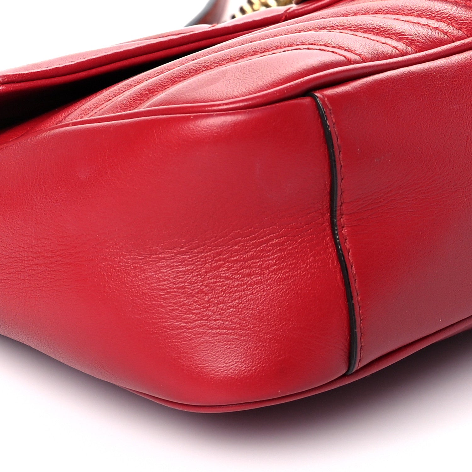 Gucci Calfskin Matelasse Small GG Marmont Shoulder Bag Hibiscus Red 9 of 20