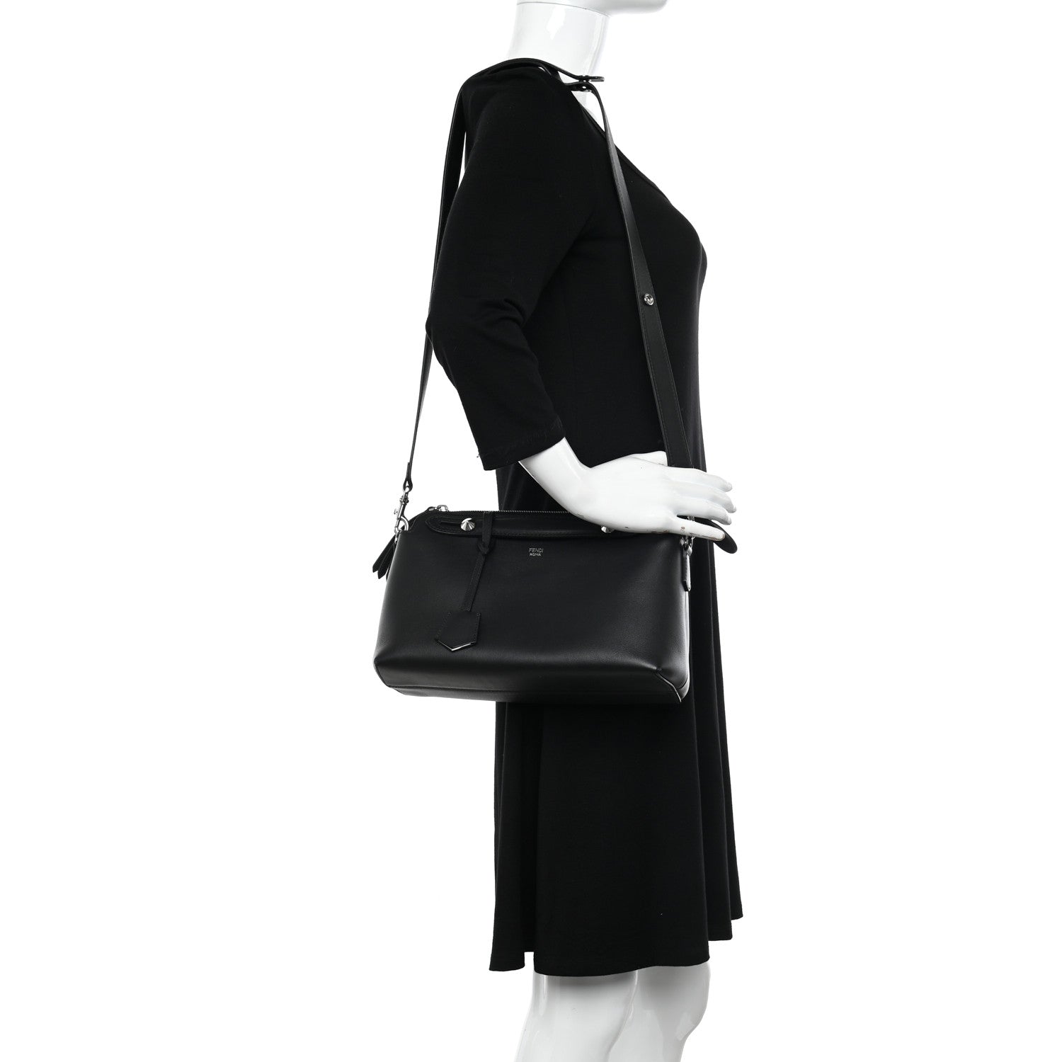 Fendi Vitello Dolce Medium By The Way Boston Bag Black 2 of 11