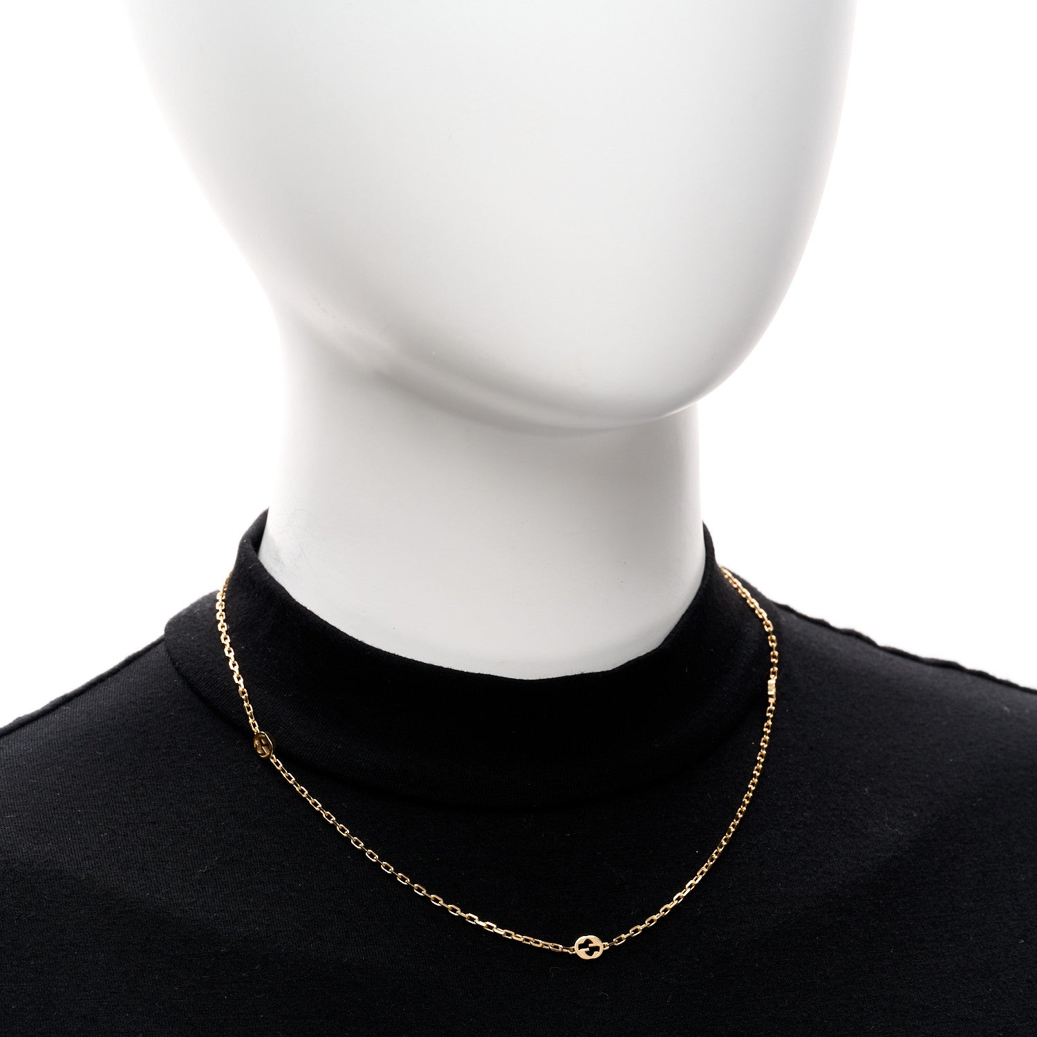 Gucci 18K Yellow Gold Running GG Station Necklace 2 of 5