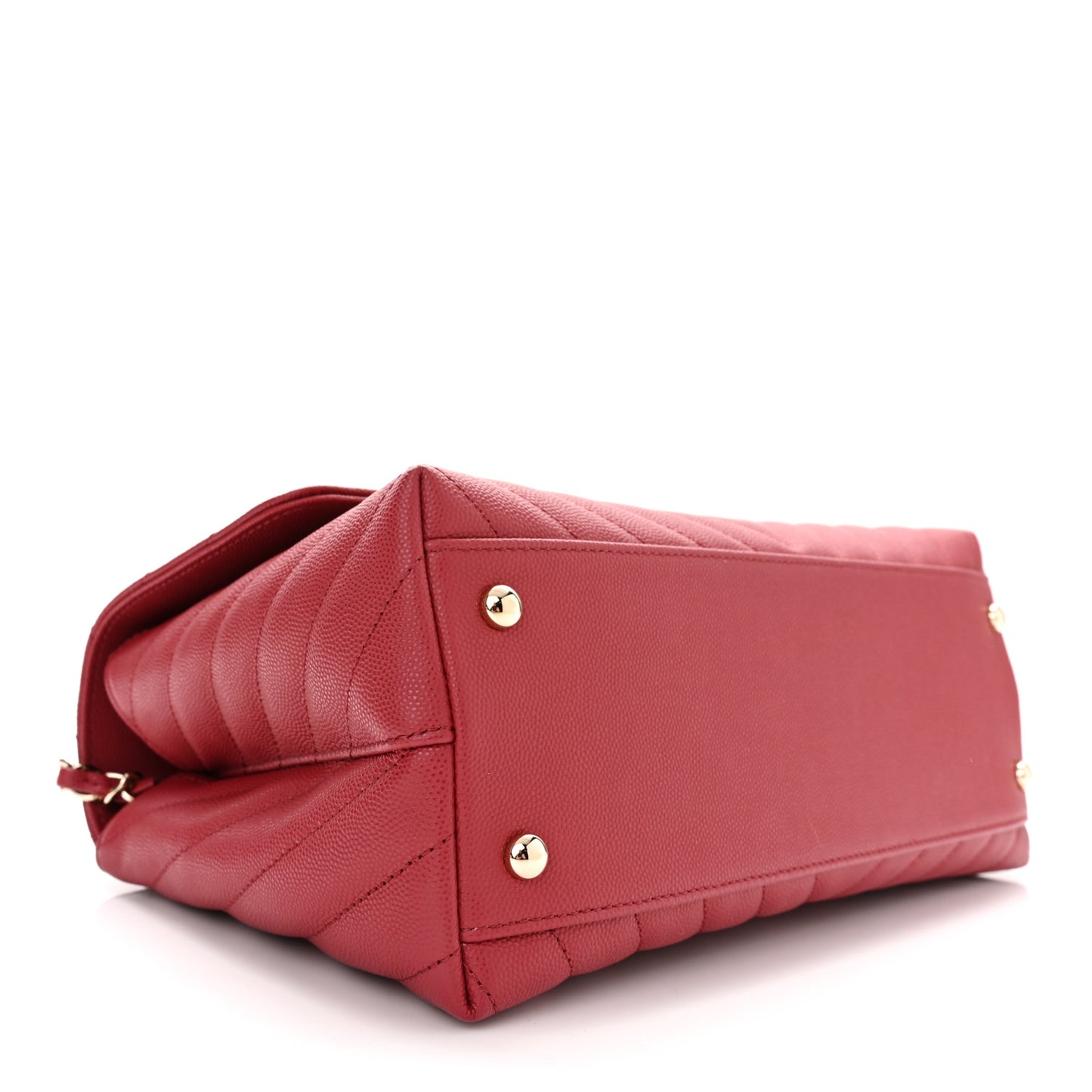 Caviar Lizard Embossed Chevron Quilted Small Coco Handle Flap Red