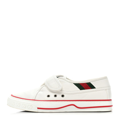 Gucci Glamour Glove Calfskin Web Womens 1977 Tennis Velcro Strap Sneakers 38 Great White 1 of 13