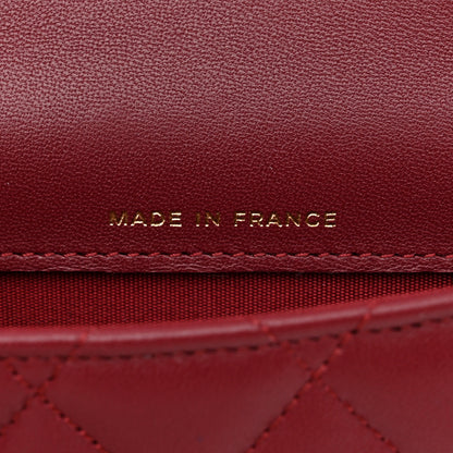 Chanel Lambskin Quilted Top Handle Flap Coin Purse With Chain Burgundy 7 of 11