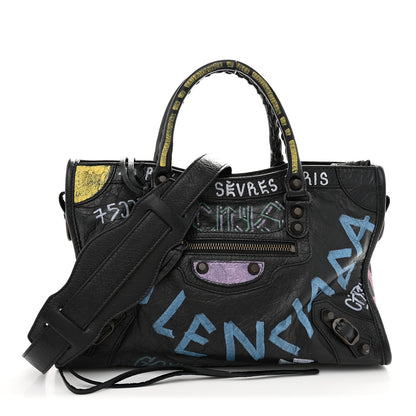 Balenciaga Agneau Graffiti All Over Classic Hardware S City Black Multicolor 1 of 11