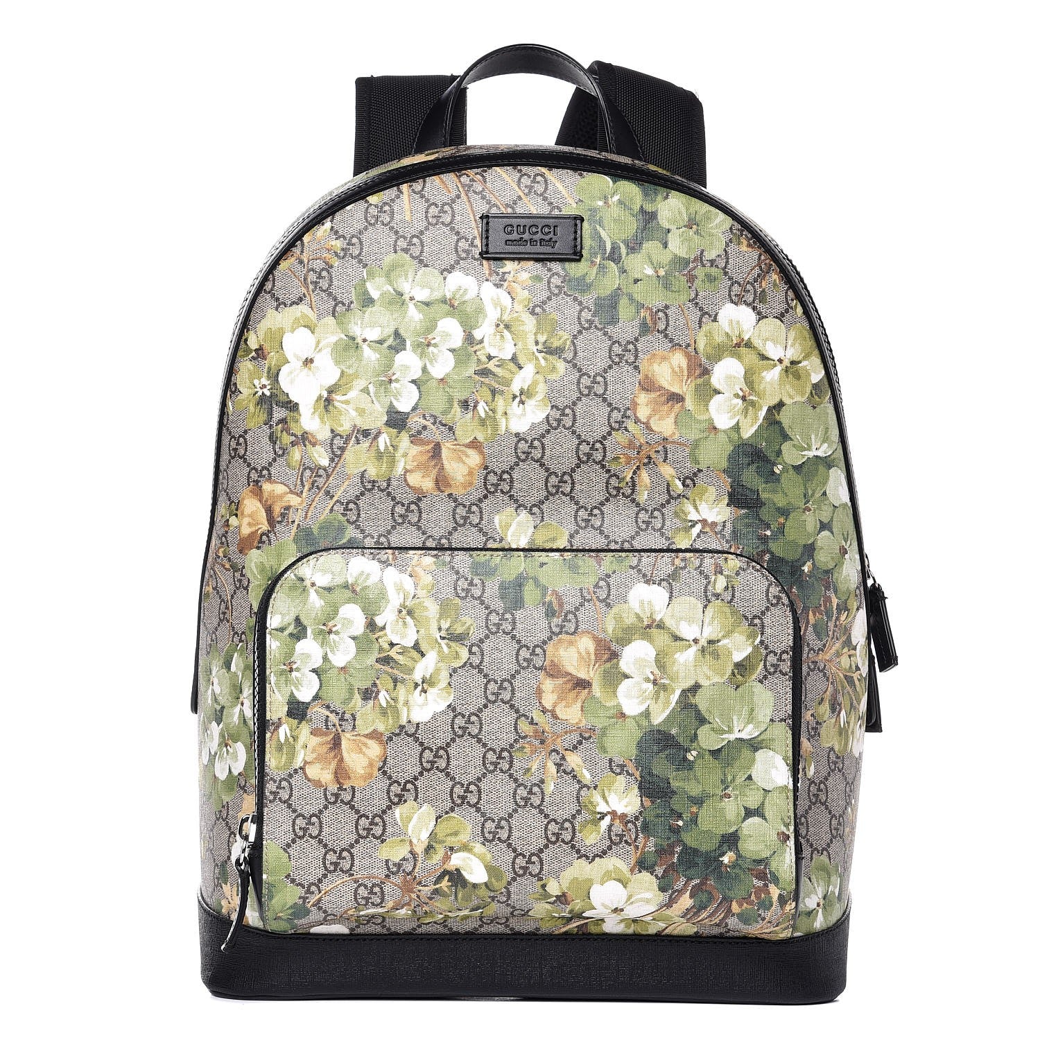 Gucci GG Supreme Monogram Blooms Medium Day Backpack Beige New Military Black 1 of 10