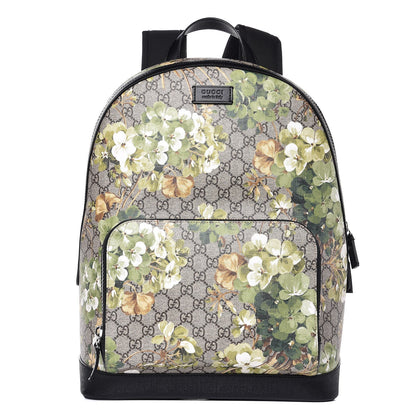 Gucci GG Supreme Monogram Blooms Medium Day Backpack Beige New Military Black 1 of 10