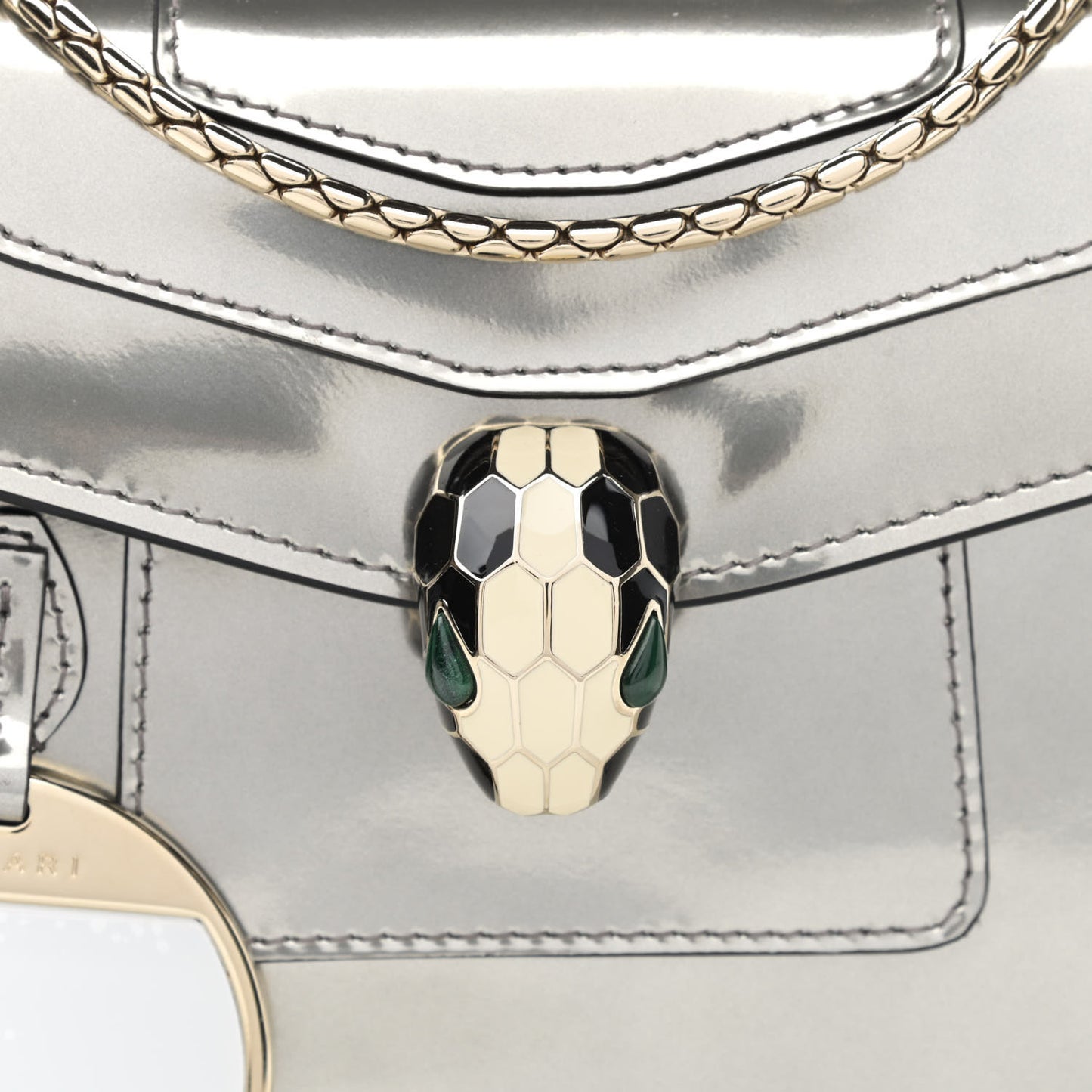Metallic Calfskin Small Serpenti Forever Snake Strap Crossbody Bag Silver