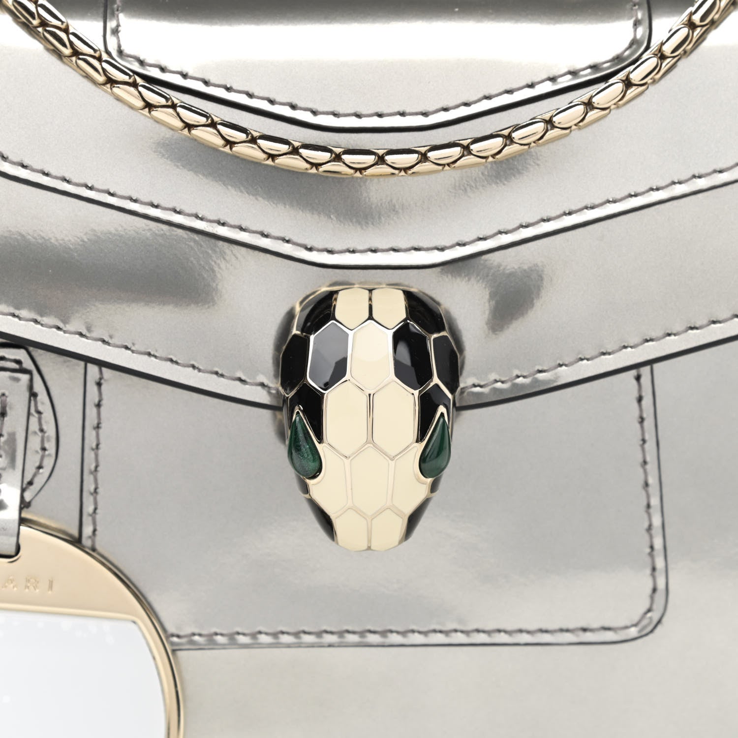 Bulgari Metallic Calfskin Small Serpenti Forever Snake Strap Crossbody Bag Silver 6 of 8