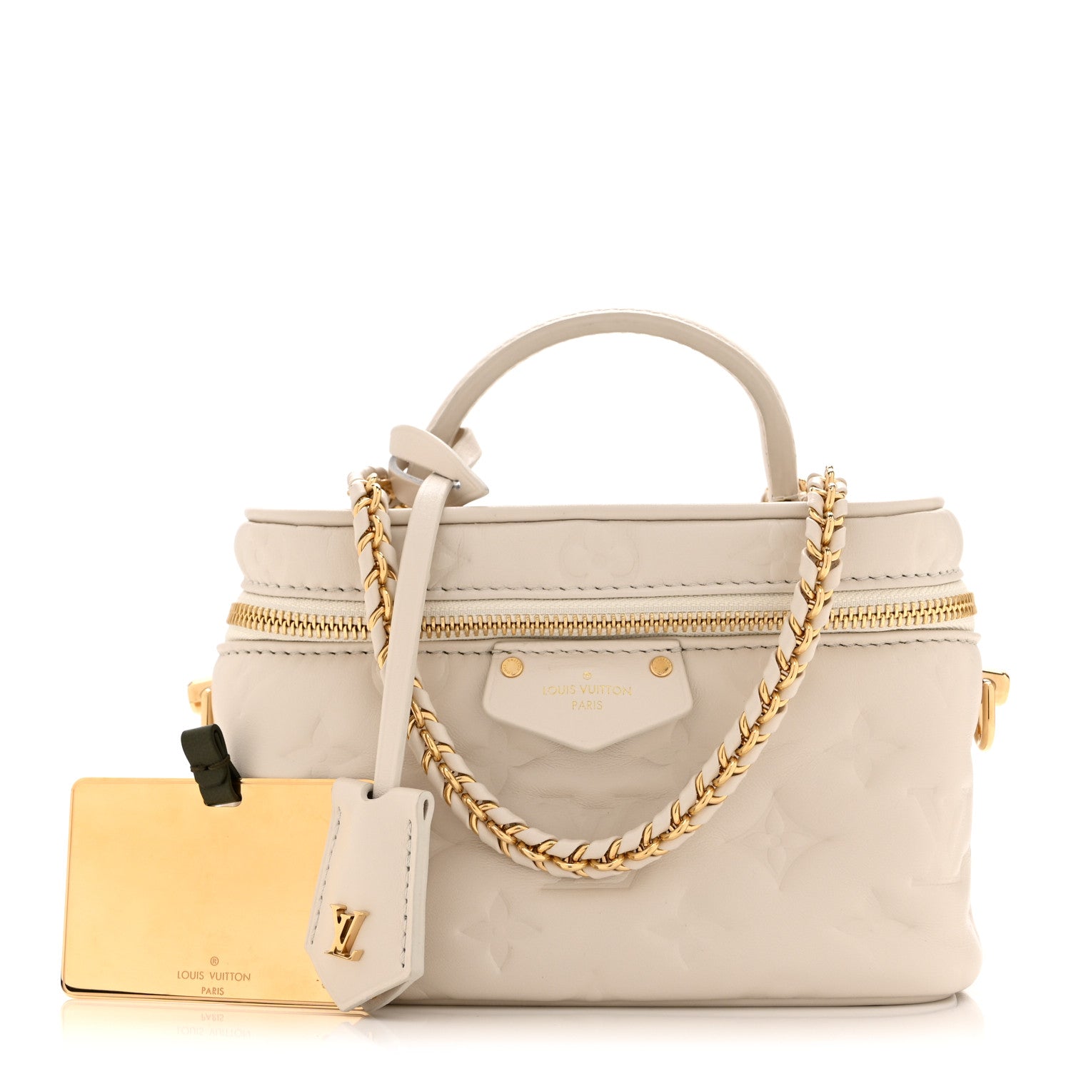 Louis Vuitton Lambskin Embossed Monogram Coussin Vanity PM Cream