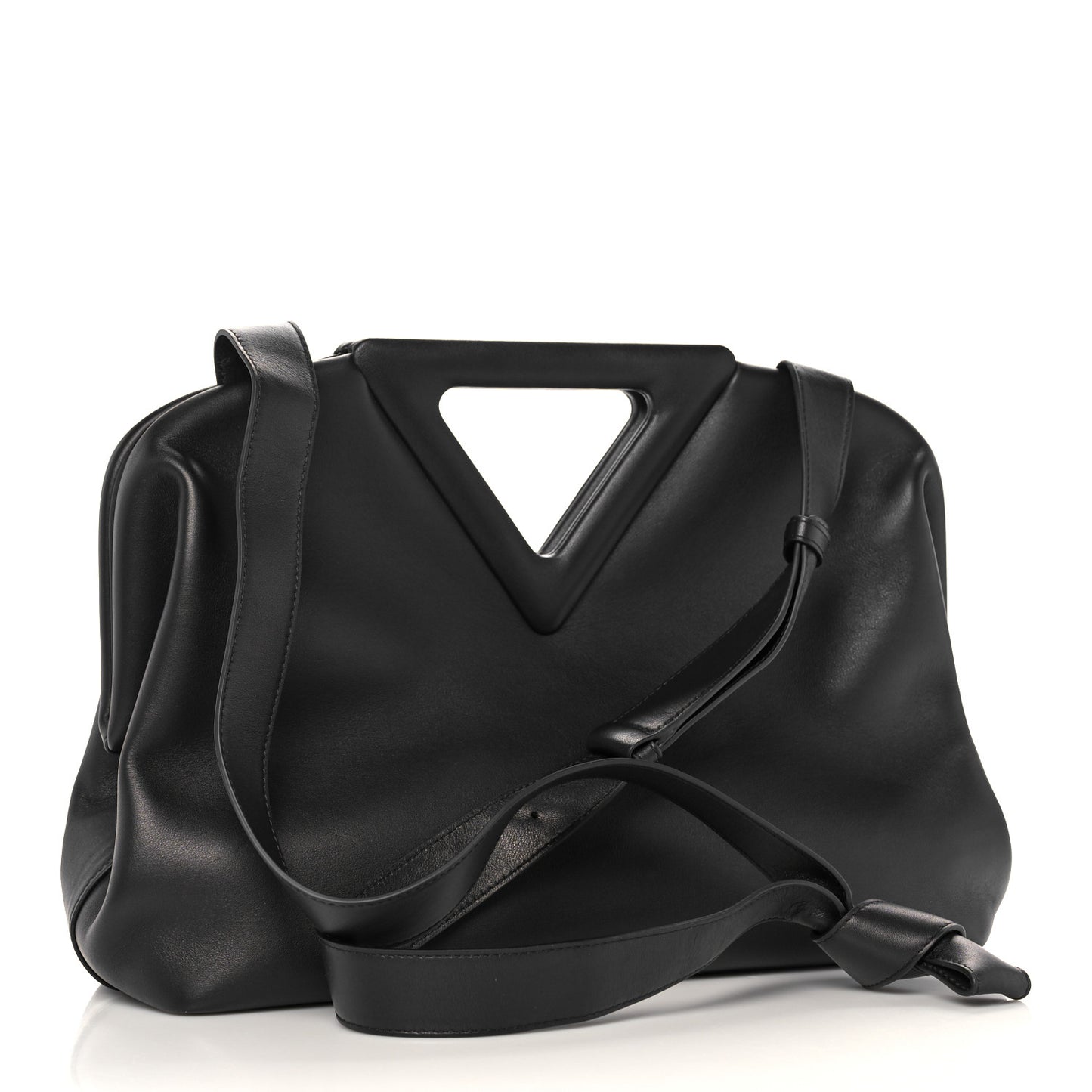 Calfskin Large The Point Triangle Bag Black