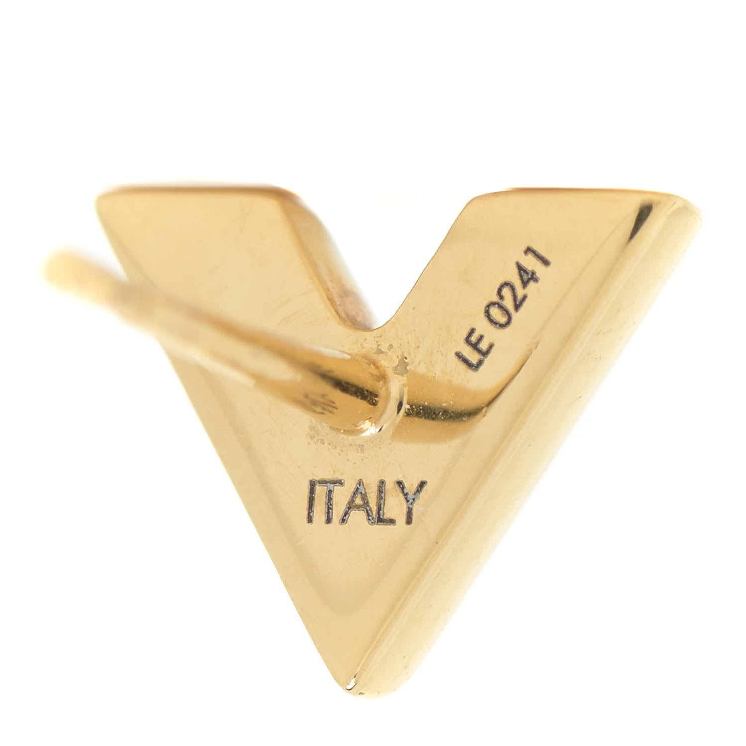 Louis Vuitton Brass Essential V Stud Earrings Gold 4 of 8