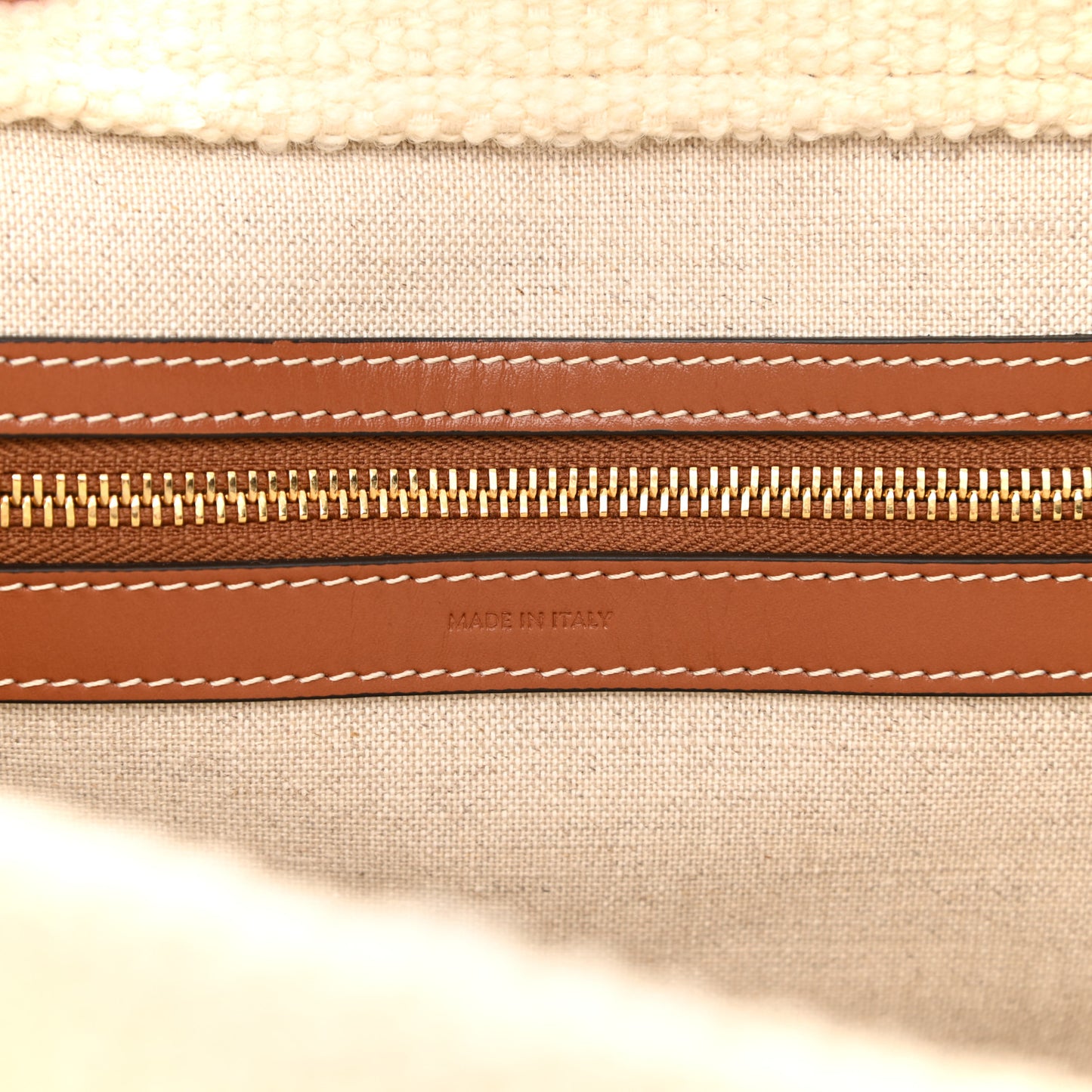 Plein Soleil Textile Calfskin Horizontal Cabas Natural Tan Black